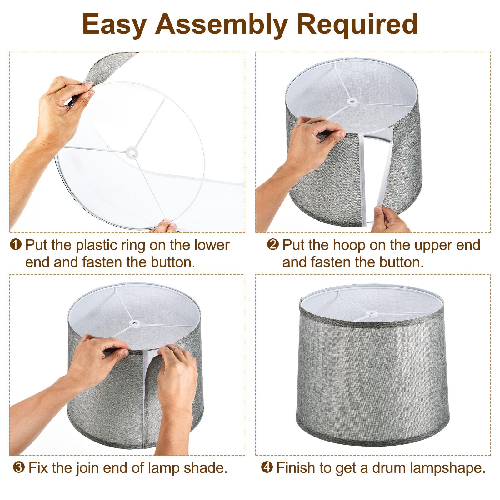 PATIKIL Lamp shades for Table Lamps 11.4 Top x 12.6 Bottom x 9.8 High Drum Lamp shades for Floor Lamps Medium Linen Lampshade Ea