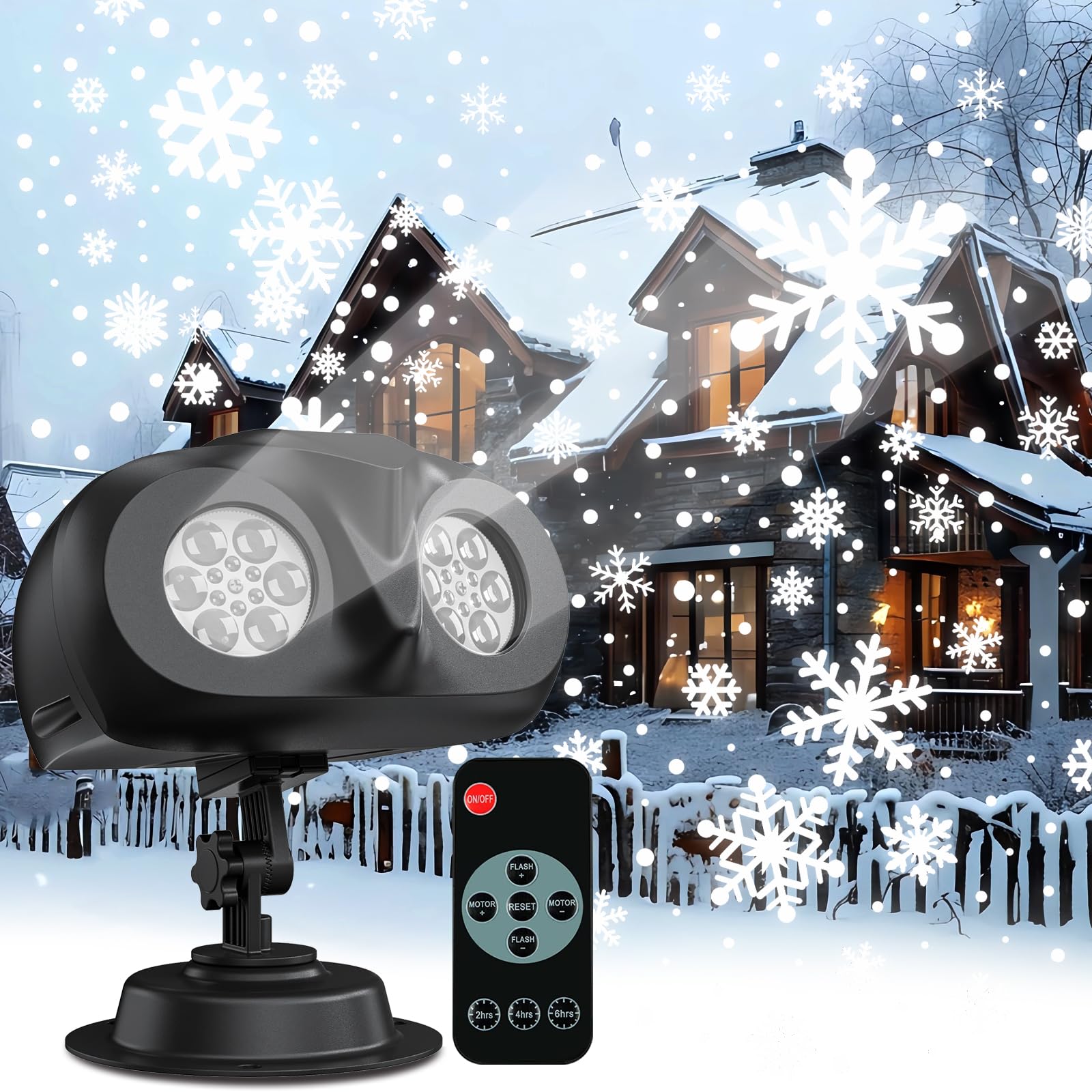 Dual-Head Christmas Outdoor Snowflake Projector Light, IP65 Waterproof, 180 Rotation, Large Scale Projection, Ideal Christmas Li