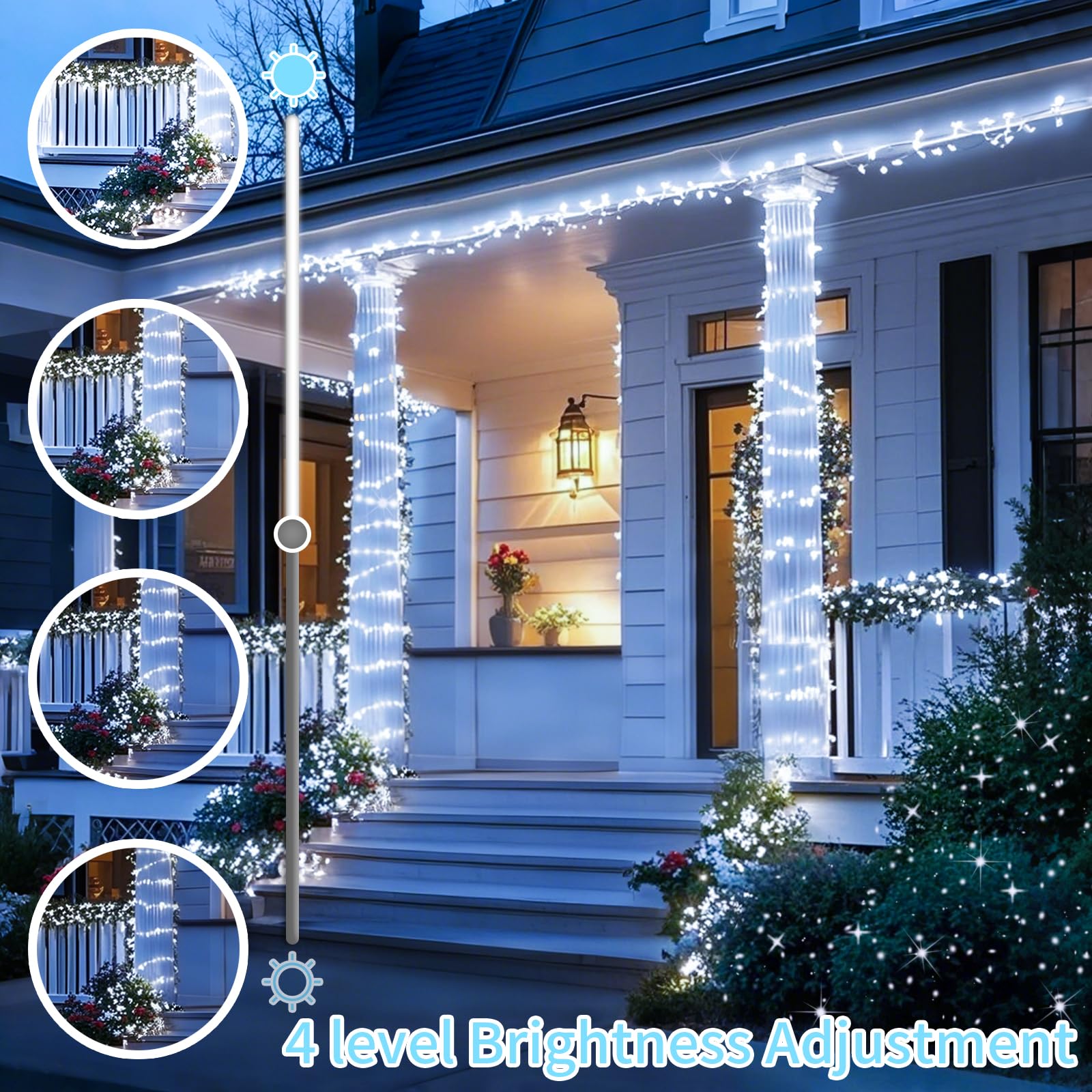 ROADAYLY Christmas Lights Cool White 196FT 500 LED Waterproof Indoor Outdoor Fairy Lights with Timer 8 Modes Green Wire