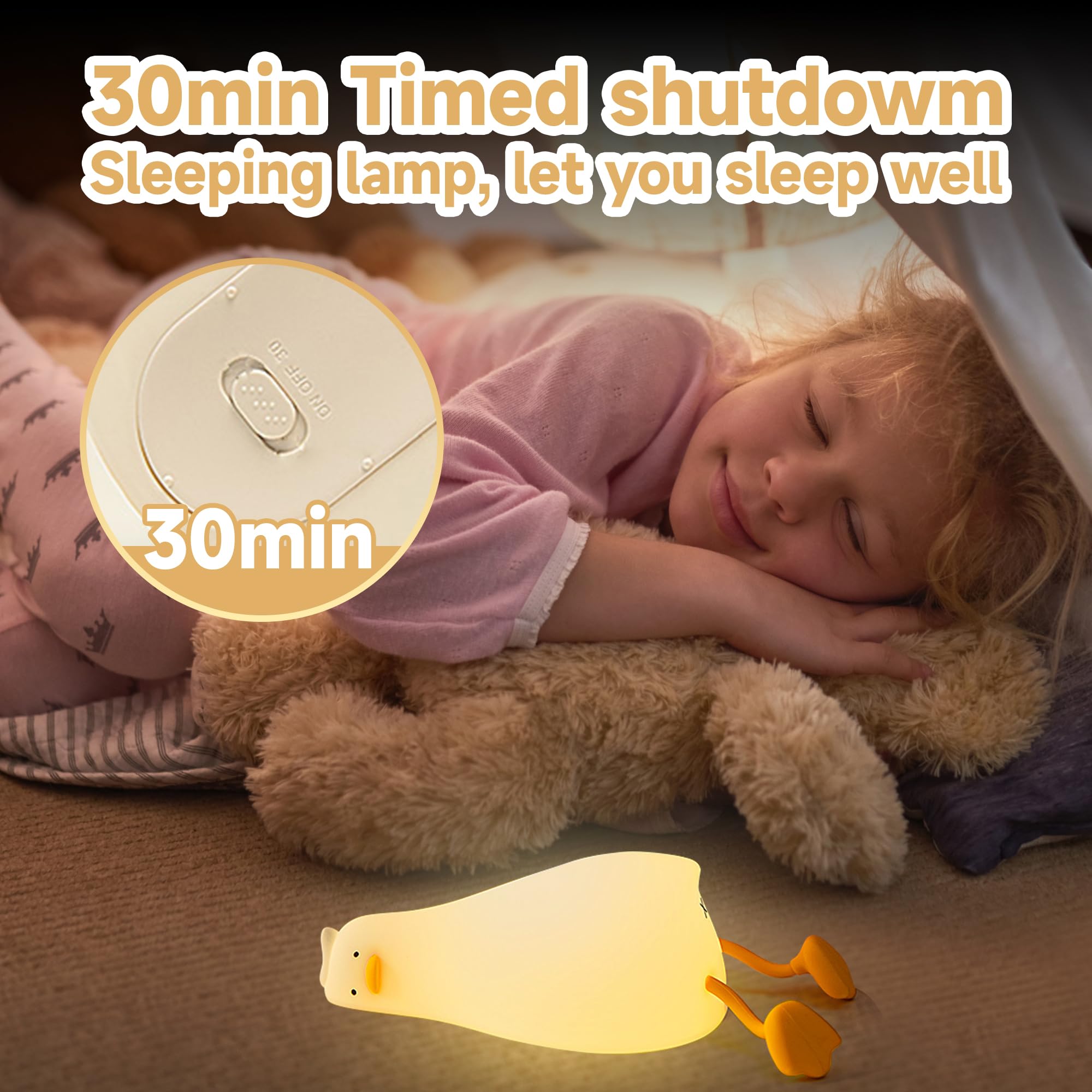 ATCTBOGFS Cute LED Night Light Lamp - Yellow Duck, Toddler/Kids Room Decor, Model ducklamp001