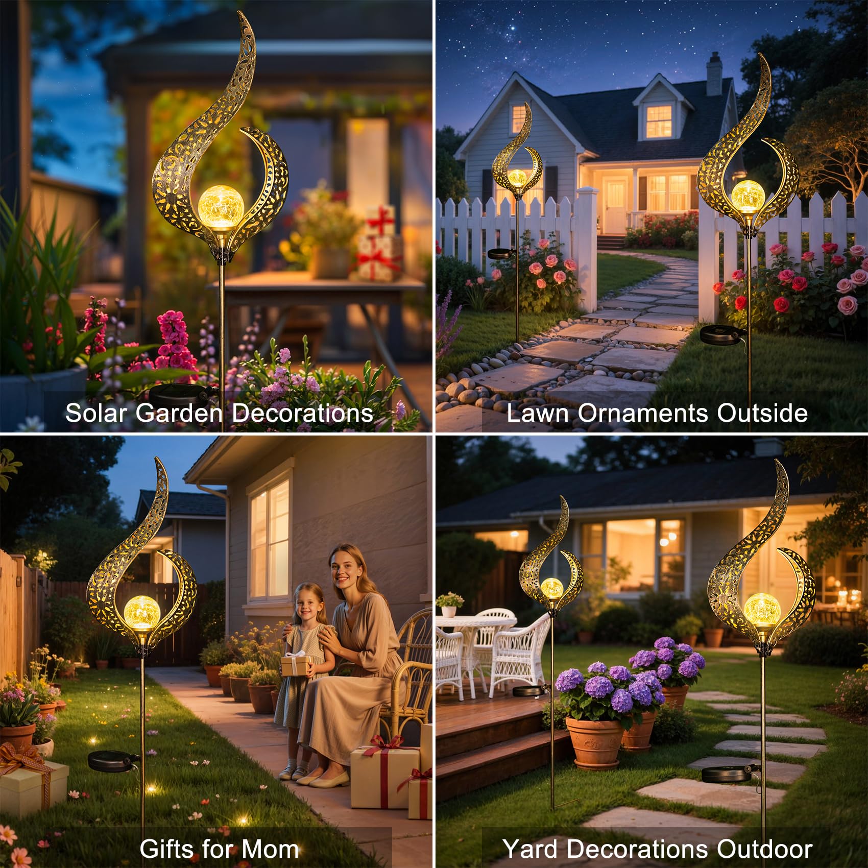 Homeimpro Outdoor Solar Garden Lights Waterproof  Gifts For Mom Dad  Yard Art  Pathway  Lawn Ornaments  Outdoor Decor Birthday Gifts For Wife Women (Bronze 2Pack)