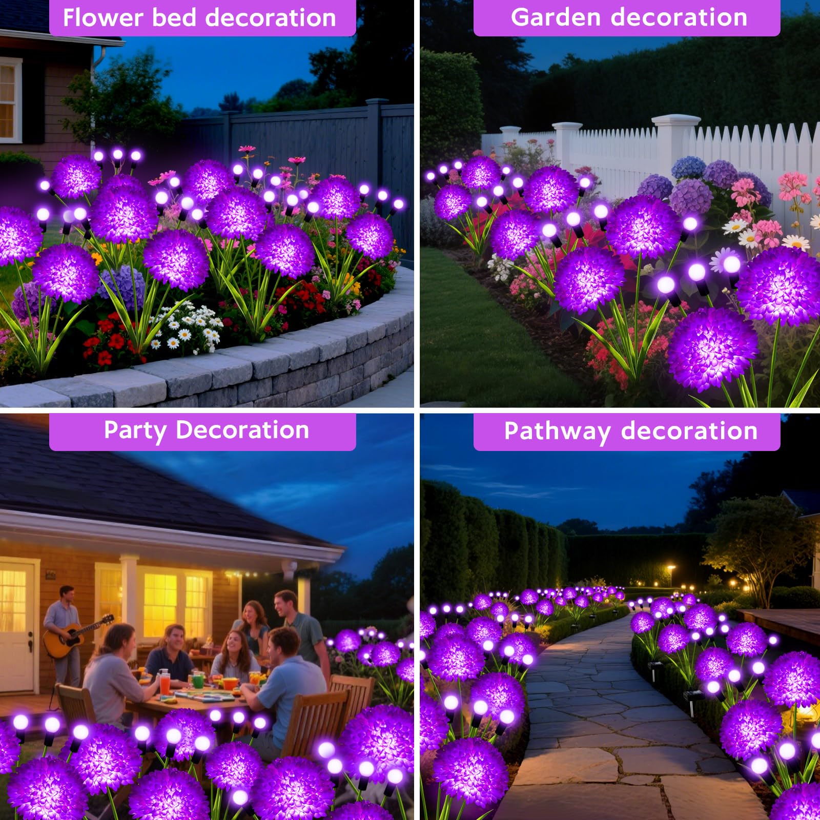 Solar Garden Lights  6 Pack Solar Purple Swaying Firefly Lights With Flowers  Waterproof Purple Halloween Flowers Light Outdoor For Garden Patio Yard Fall Decoration  Gifts For Women Mother S Day