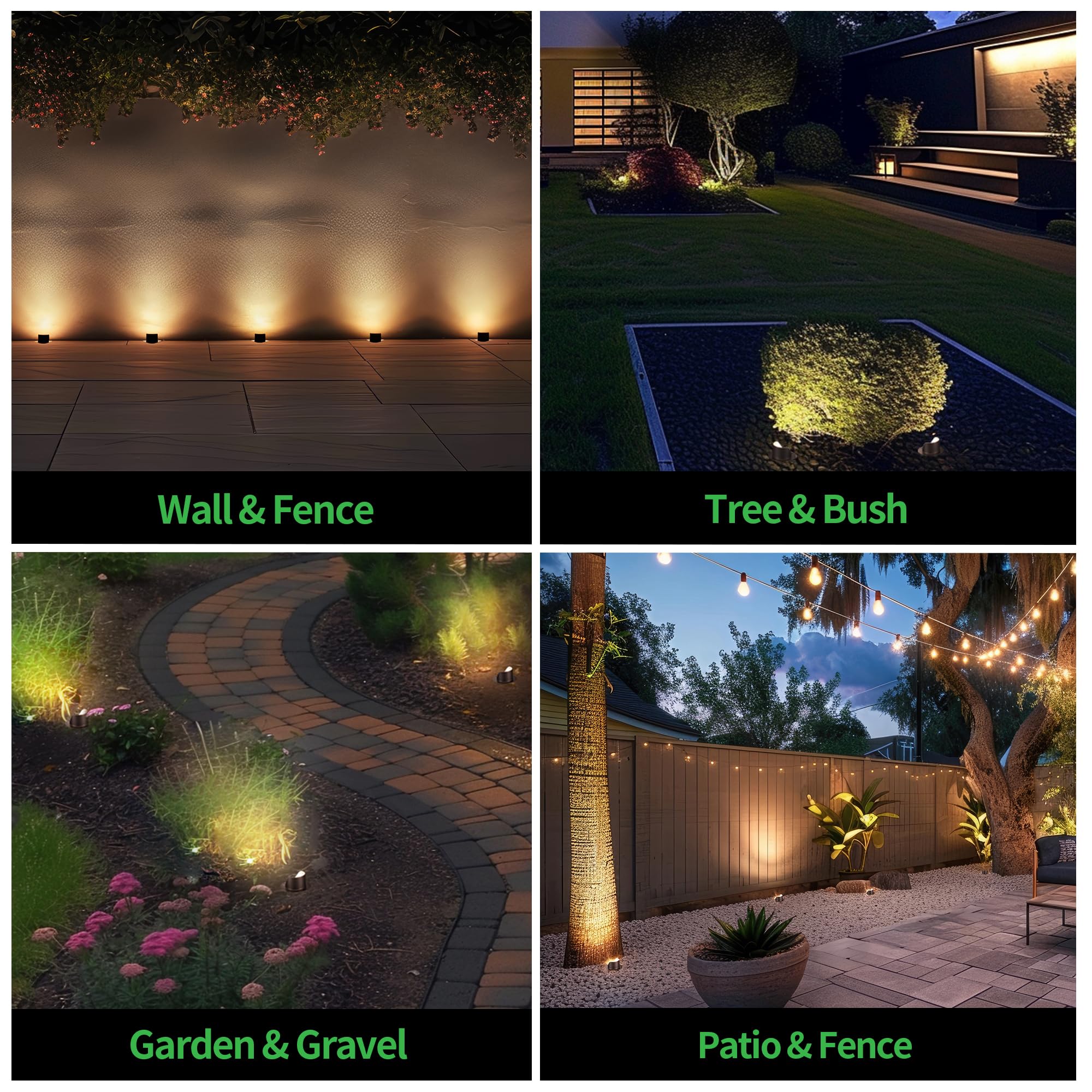 Varmtalys Low Voltage Well Lights - 5 Colors Temp Ip67 Outdoor In-Ground Lights, 2700K/3000K/3500K/4000K/5000K 12V Led Landscape