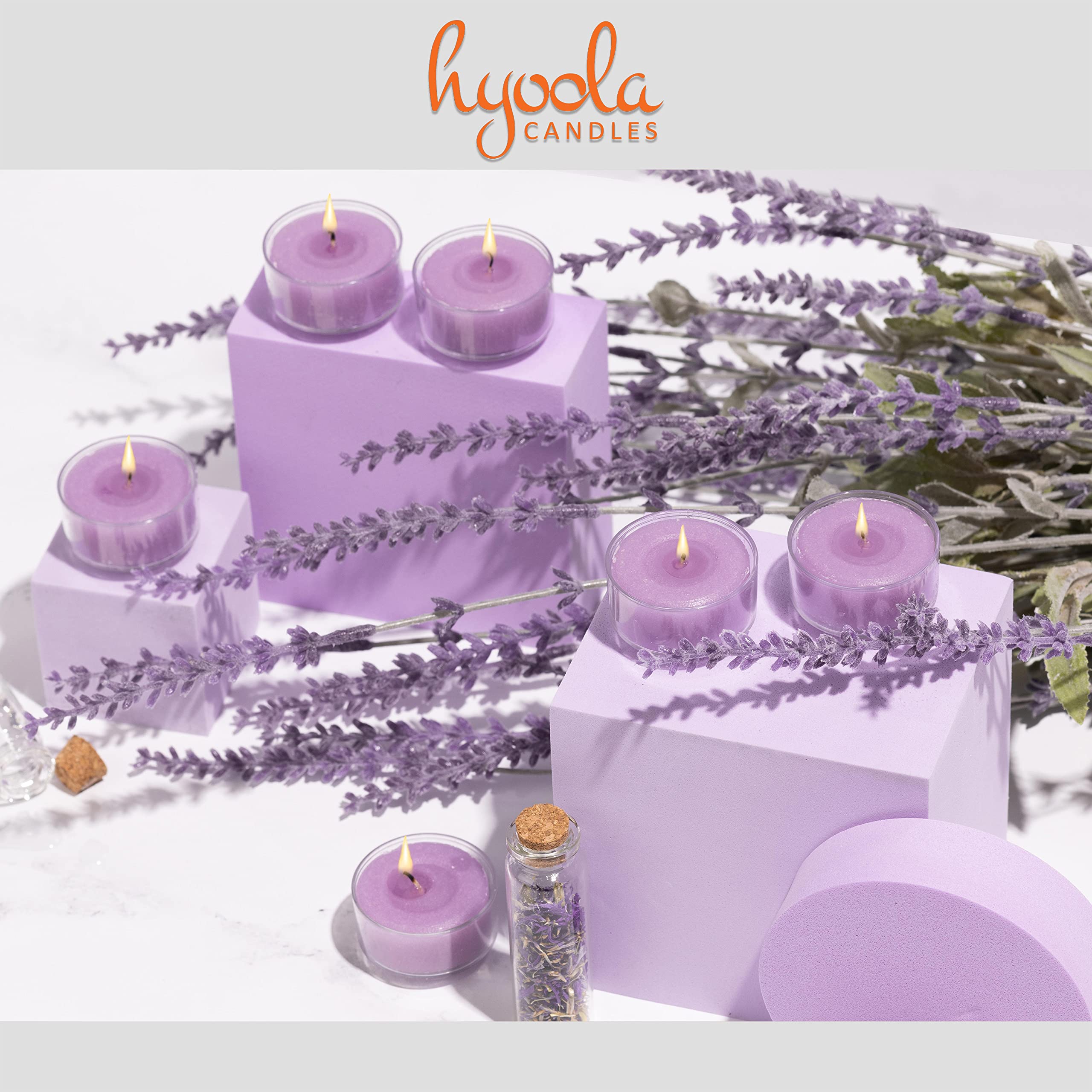 Hyoola Scented Tealight Candles - Clear Cup - Vanilla Lavender Tealight Candles Scented - 6 Hour Burn Time - 15 Pack - European Made