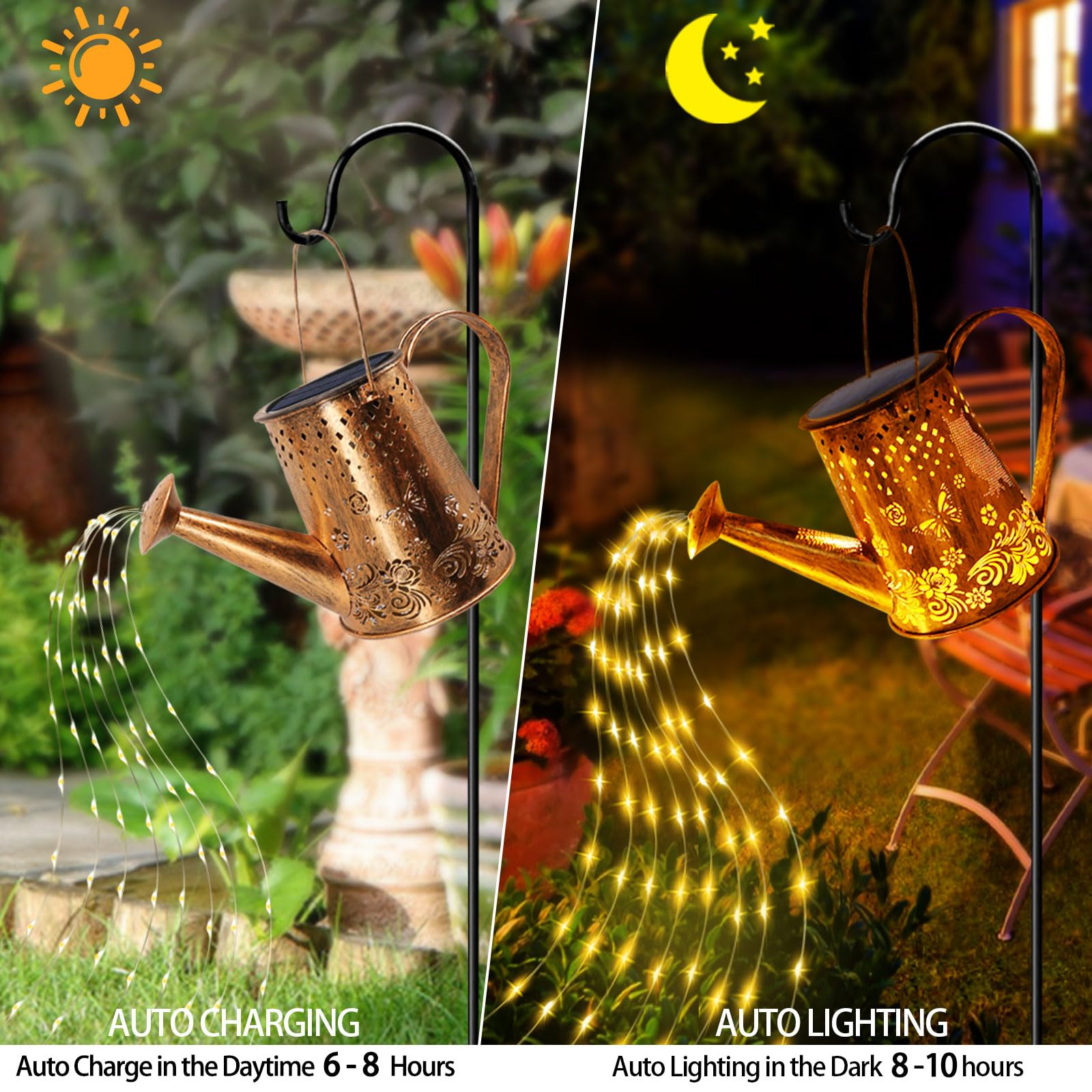 Solar Watering Can Lights, Unique Owl Gardening Gifts For Mom Women Grandma Birthday, Waterproof Large Hanging Solar Lantern For