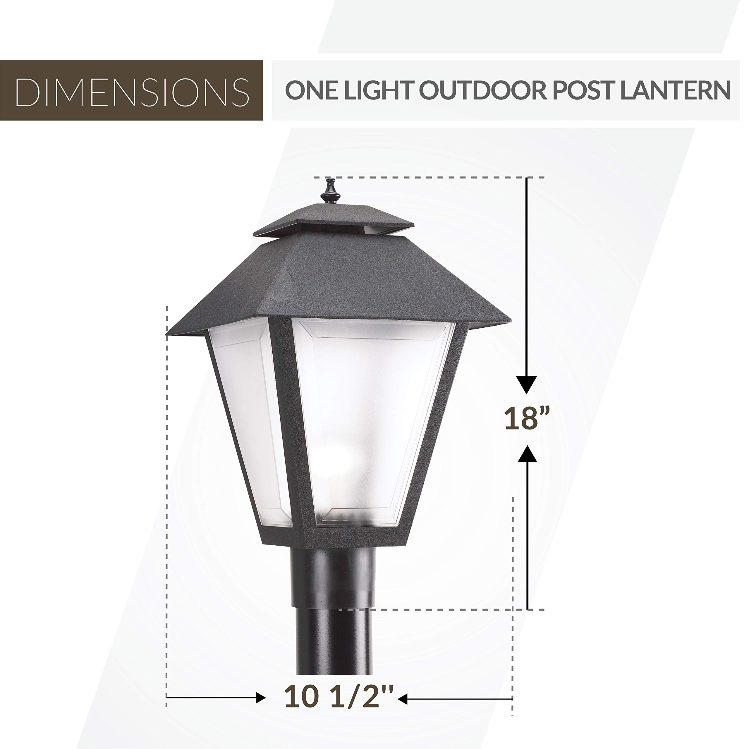 Sea Gull Lighting One-Light Outdoor Post Lantern, Polycarbonate, Black Finish, Model 82065-12