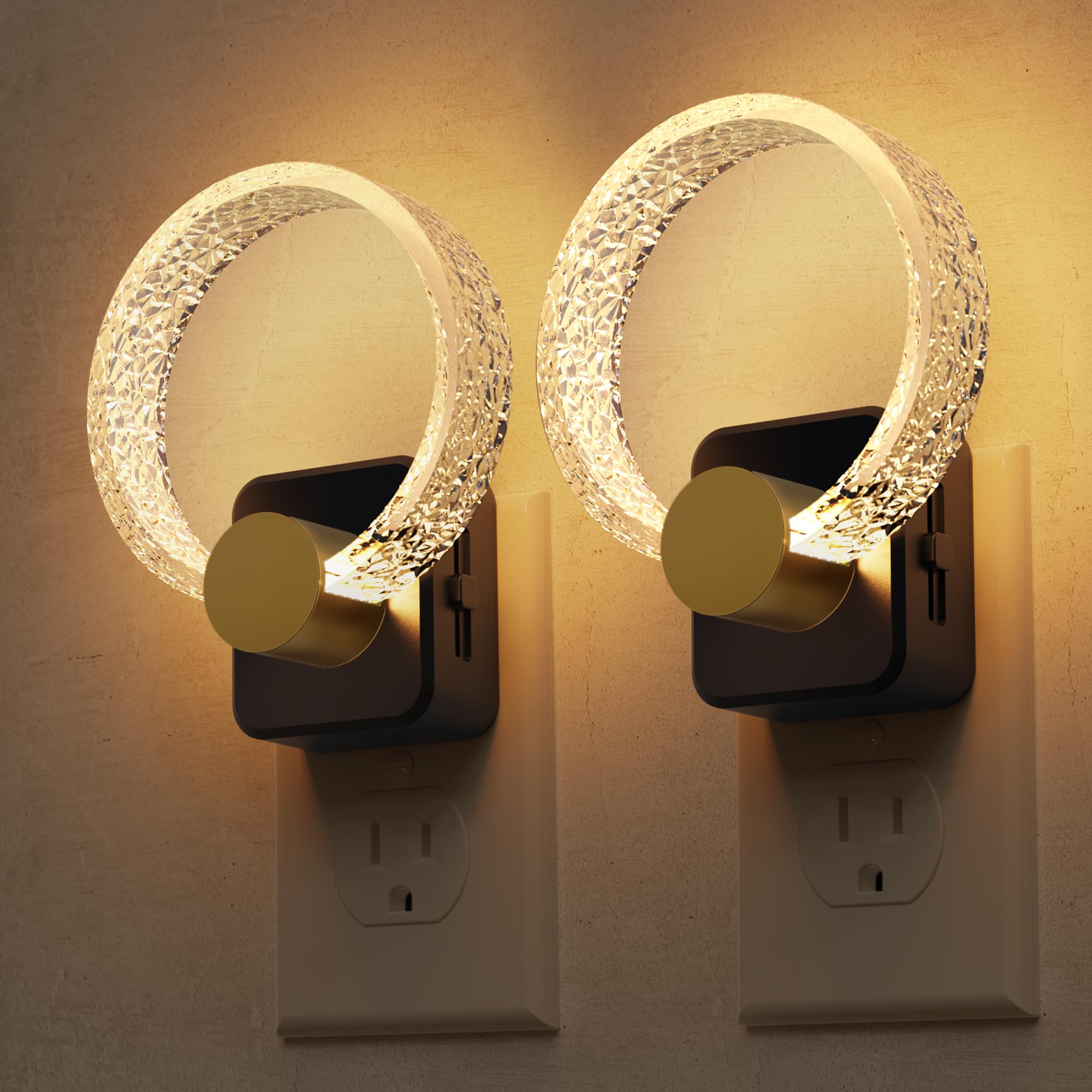 L LOHAS LED Night Lights Plug into Wall  2 Pack Plug in Night Lights with Light Sensor  3000K Soft White  0-100LM Brightness Adjustable  Acrylic Nightlight for Bathroom Bedroom Hallway