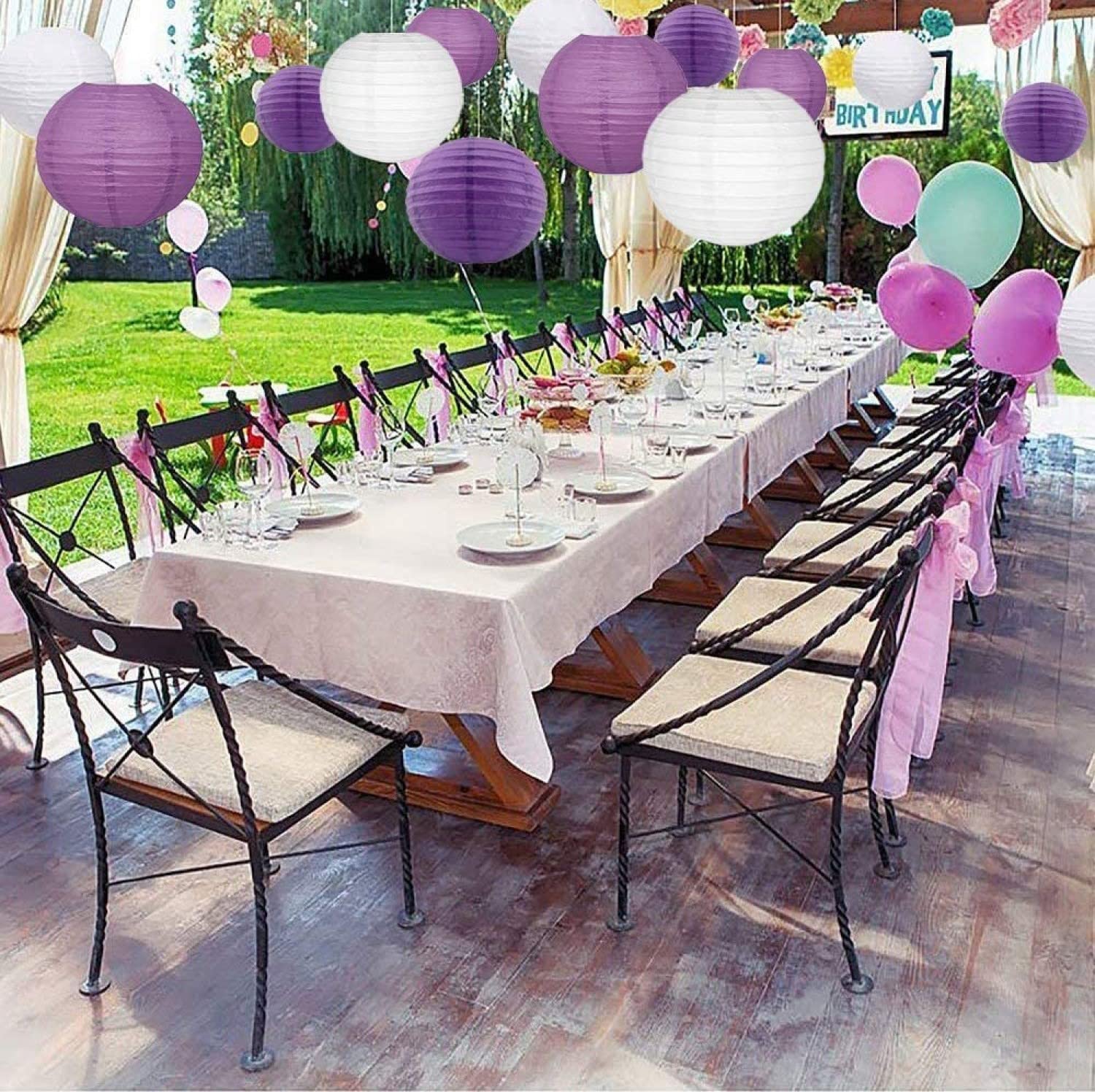 12 Packs White Led Paper Lantern With Lights ,6&quot; 8&quot; 10&quot; 12&quot; Round Hanging Chinese/Japanese Ball Lantern For Christmas Valentine'S Day Easter 4Th Of July Christmas