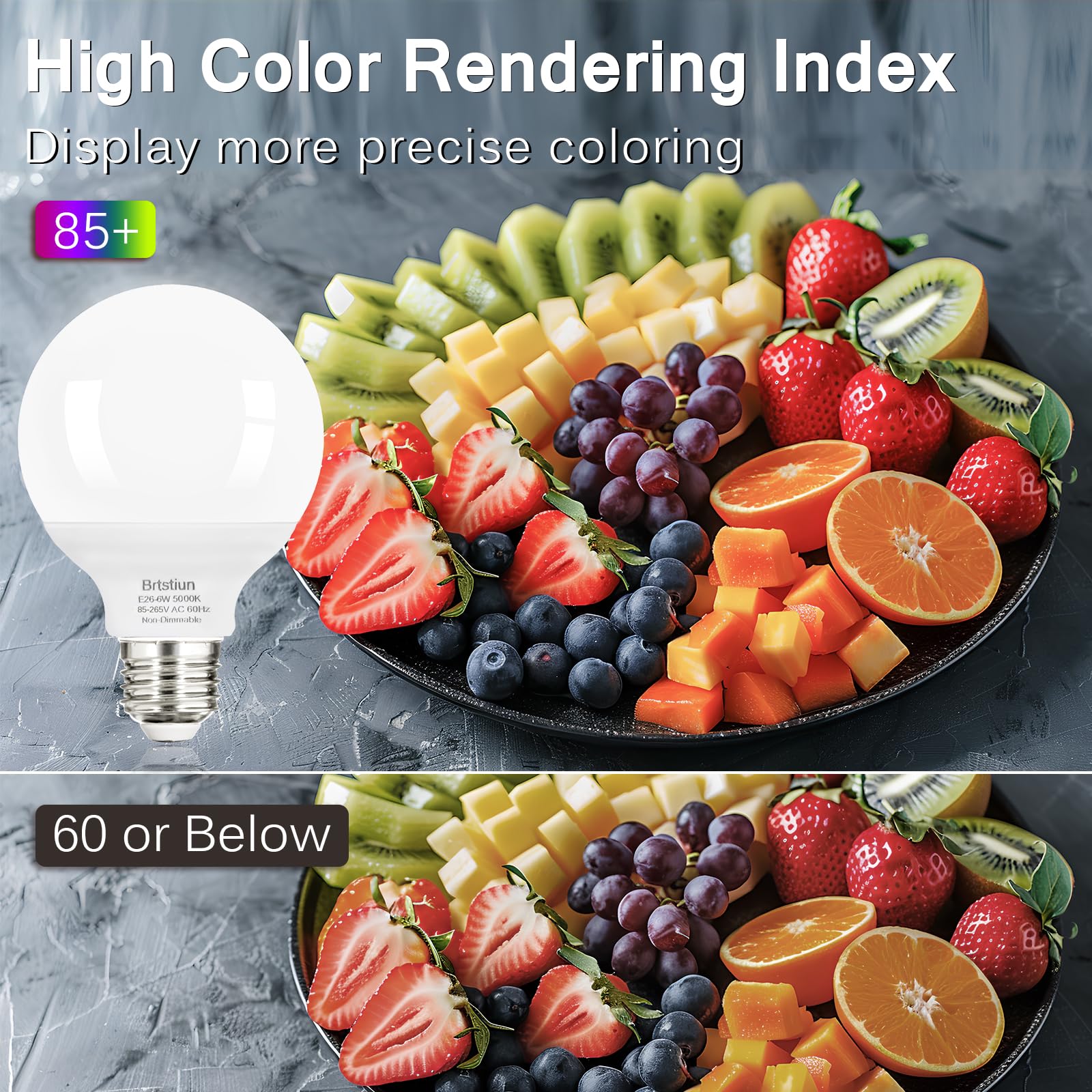 Brtstiun G25 LED Globe Light Bulbs, 40W Equivalent, 600LM, Daylight White 5000K, E26 Base, Non-Dimmable, 8-Pack