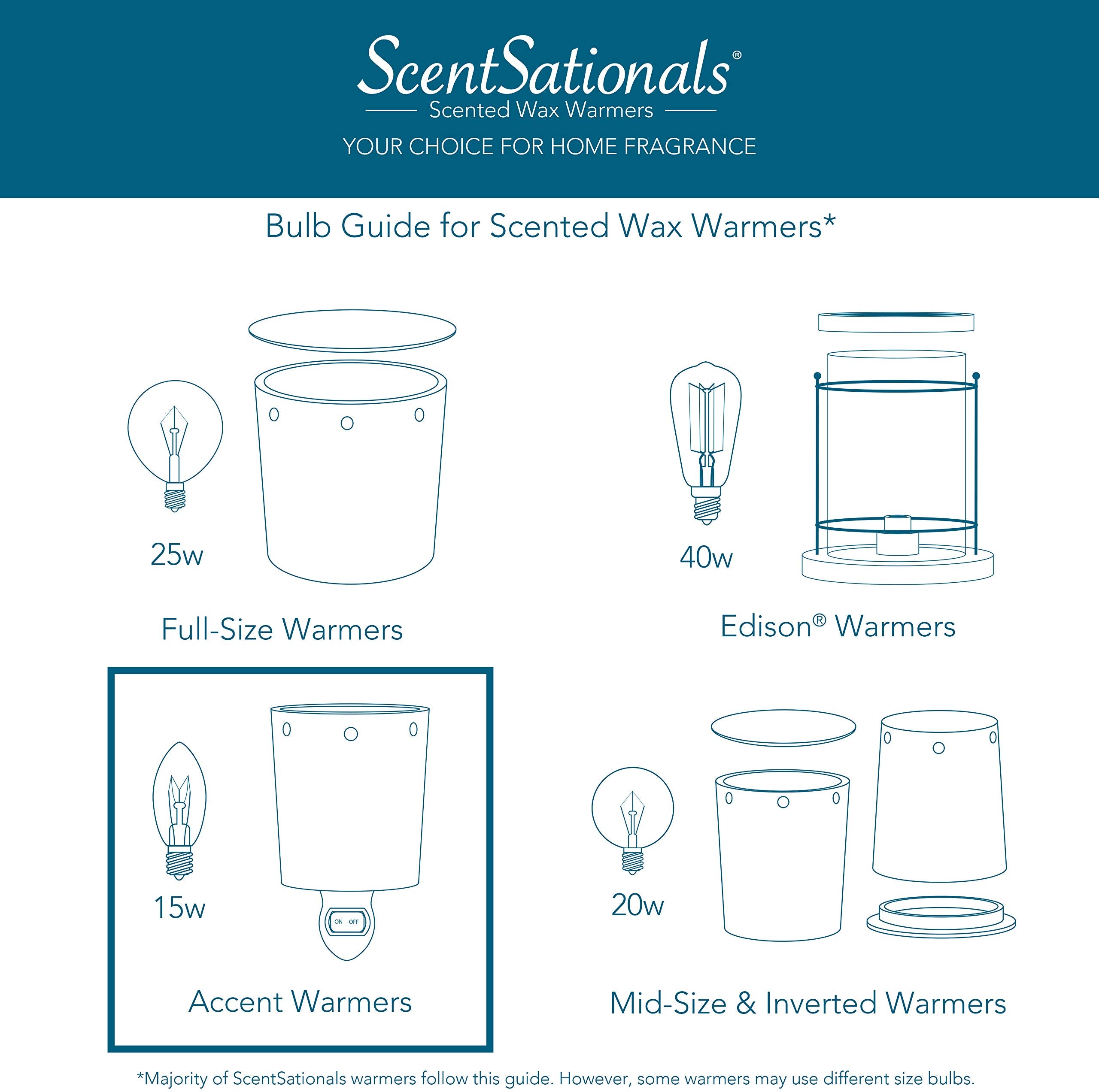 Scentsationals Wax Warmer Light Bulbs - 15 Watt C7 Replacement Bulbs, Pack of 12, Clear