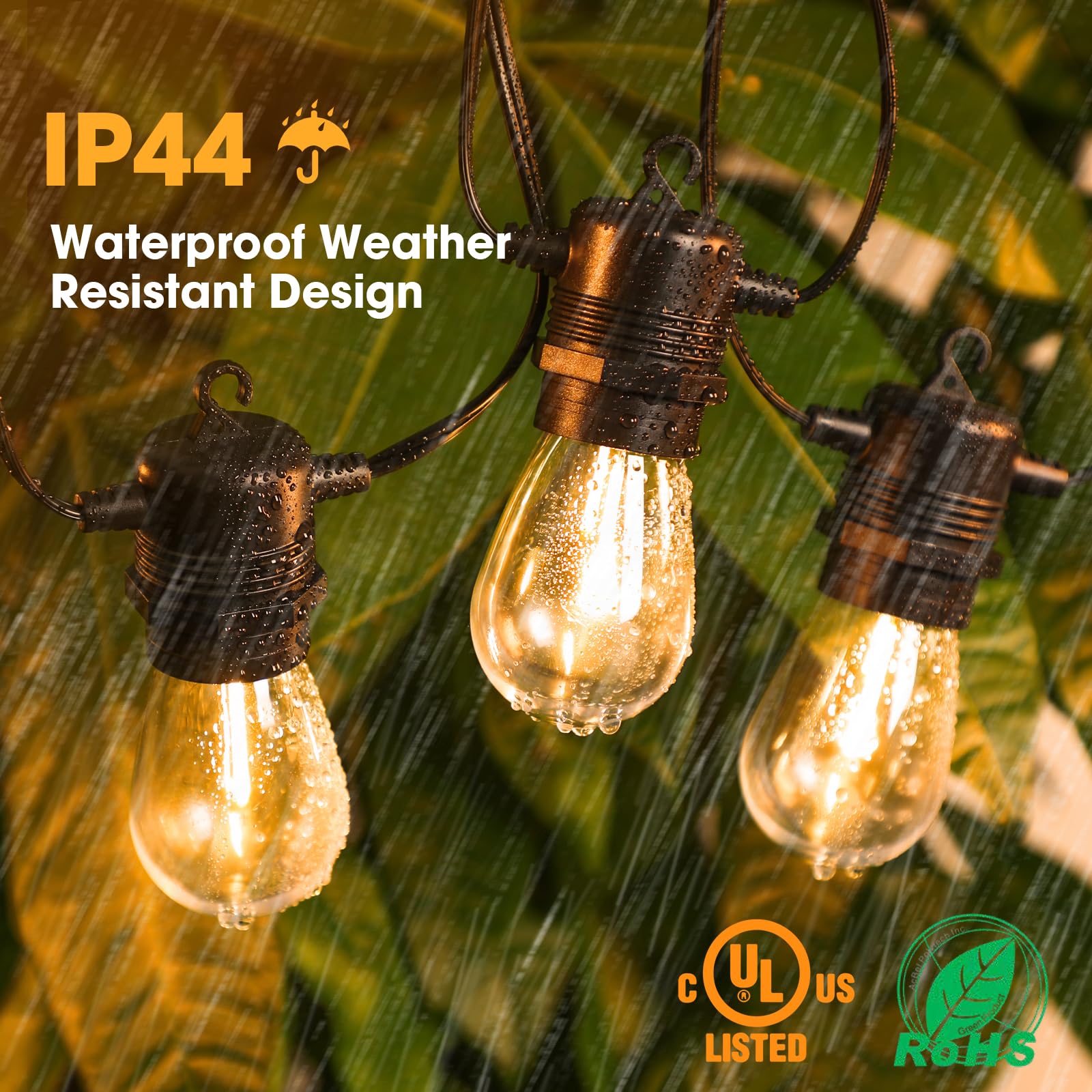 Gvvoohome S14 Led Outdoor String Lights 150Ft Patio Lights Outdoor Waterproof With 45+3 Shatterproof Led Bulbs, Hanging Backyard Lights For Outside Deck Patio Garden Balcony Decorations