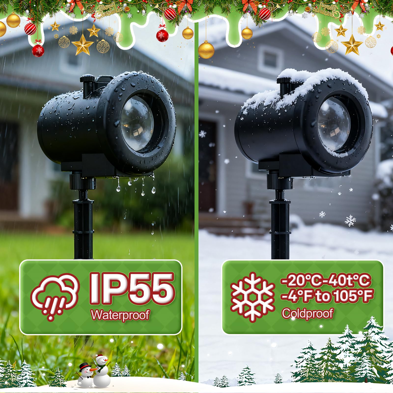 Beforalla 12 in 1 Christmas Projector Lights, 3D Dynamic Holiday Decor, Outdoor/Indoor, ABS Plastic, Model SE368-31, Yellow
