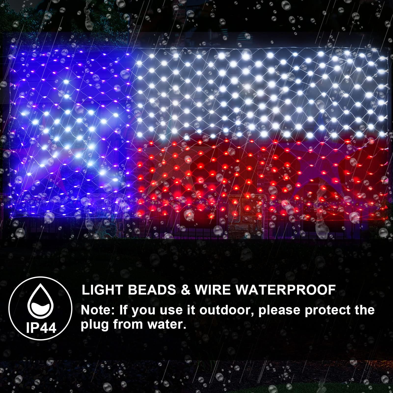 Leisure World LED Texas Flag Net Lights - 384 LEDs, 3.3x6.6 FT, Outdoor Patriotic Decor, 8 Modes, Plastic & Copper Wire