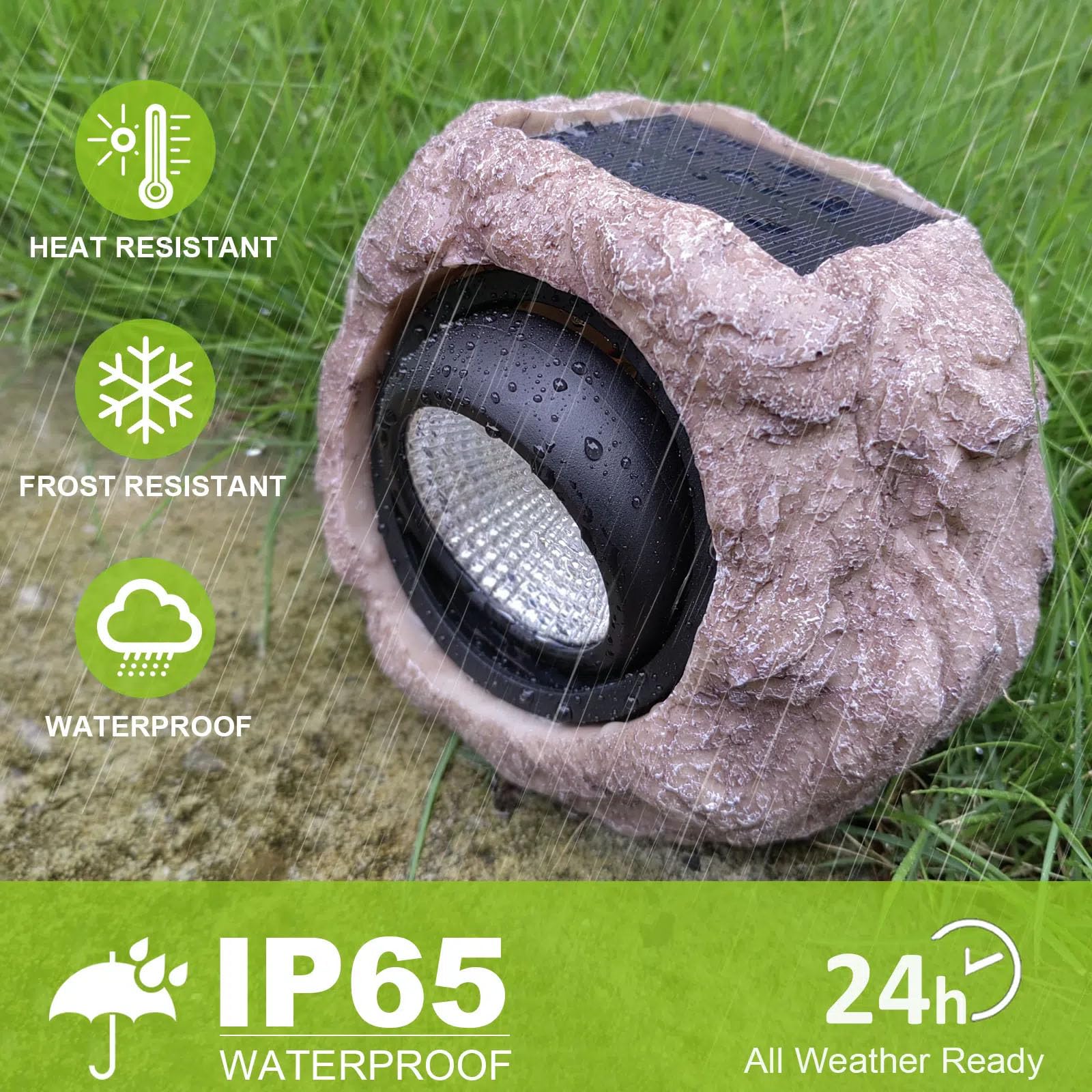 Candieslife Solar Garden Rock Lights - Waterproof LED Spotlights for Pathway & Yard, 4 Pack Decorative Outdoor Lighting