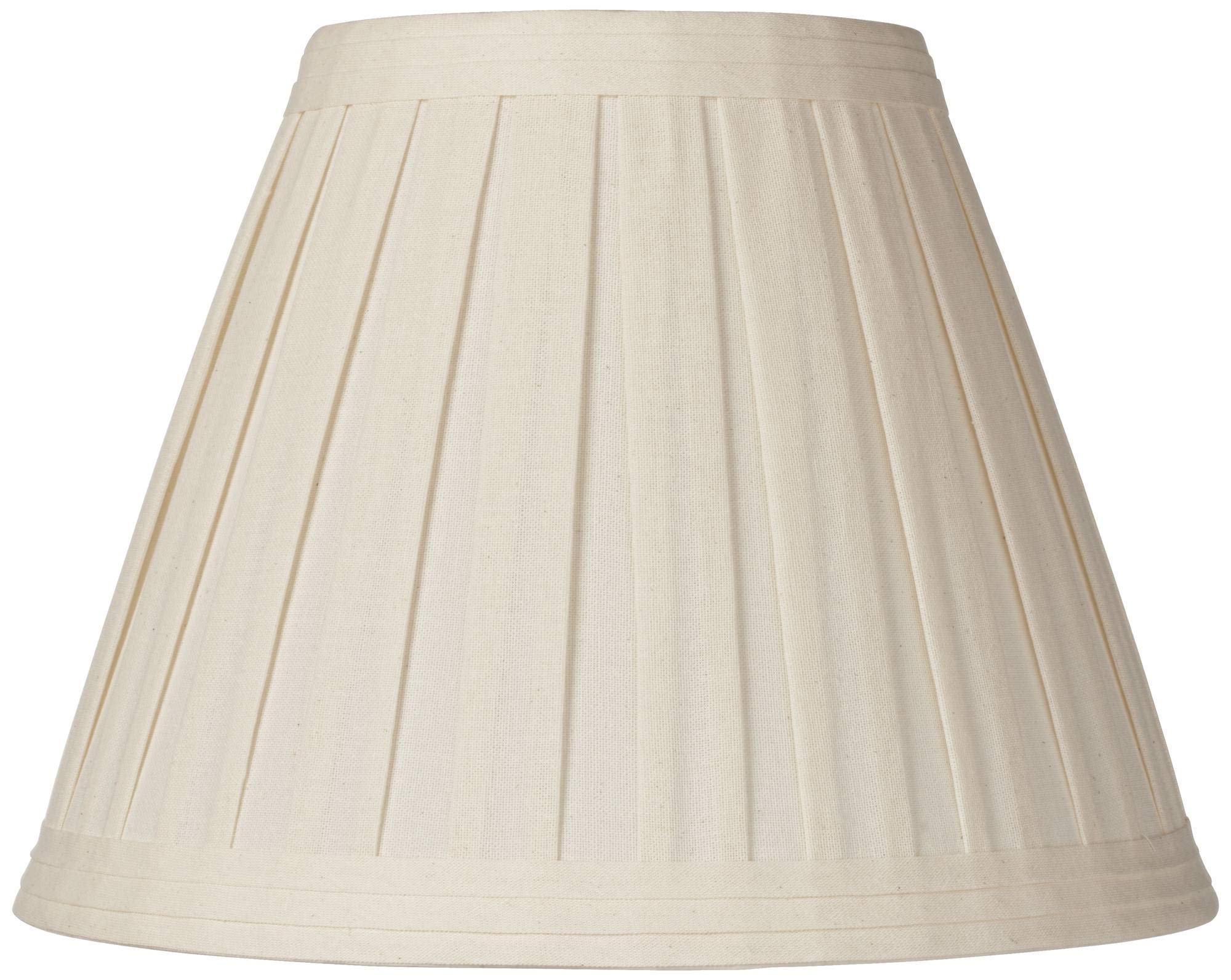 Set Of 2 Creme Linen Box Pleated Medium Drum Lamp Shades 7&quot; Top X 14&quot; Bottom X 11&quot; High (Spider) Replacement With Harp And Finial - Springcrest