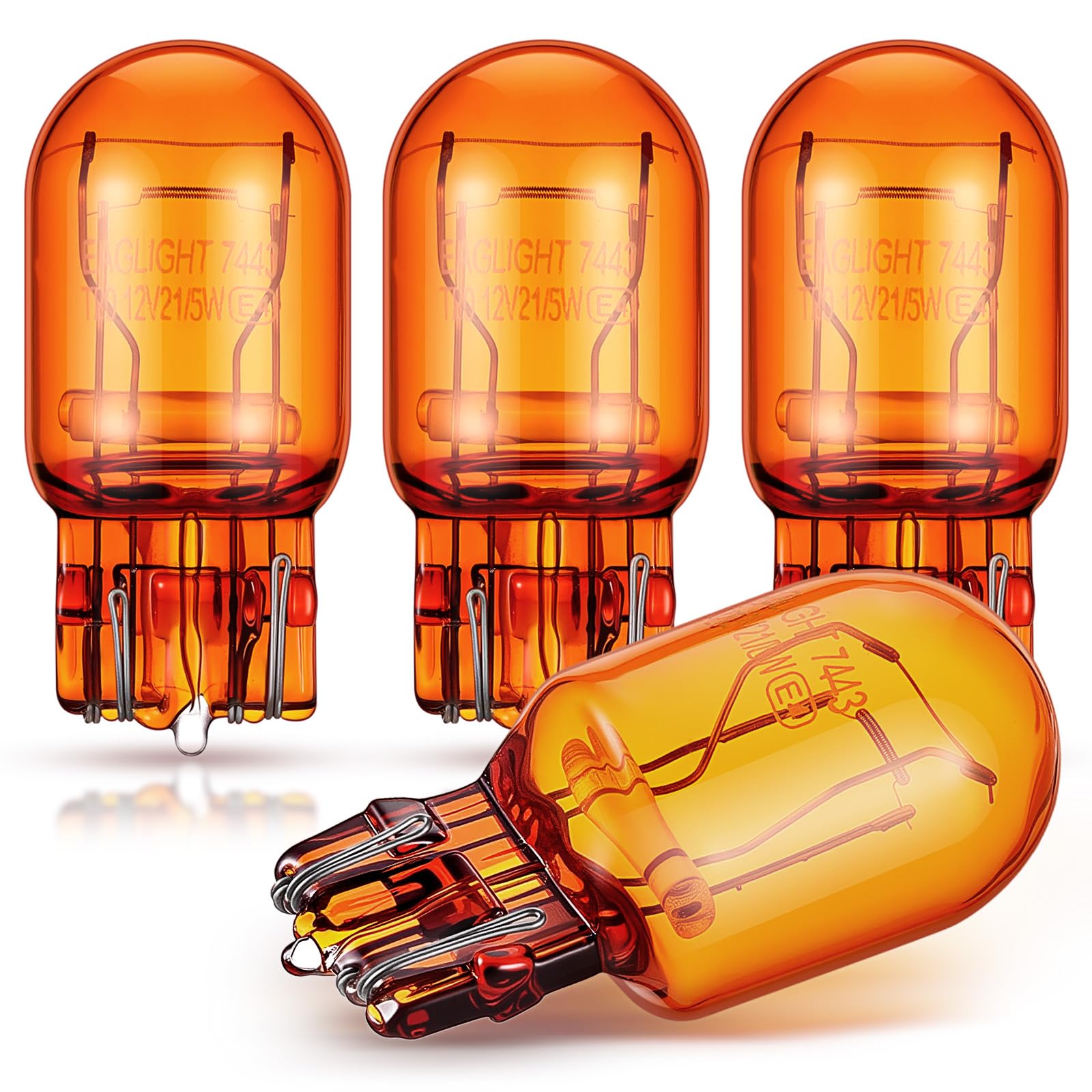 Kittmip 4 Pack 7444NA LED Bulbs 7444NA Long Life Miniature Bulbs Amber T20 12v 21/5w Automotive Lighting Reverse Lights Strobe B