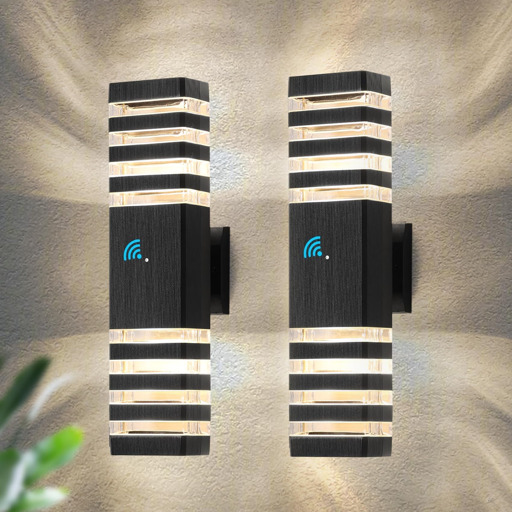 Zsmaiku Dusk To Dawn Outdoor Wall Light, Waterproof Black 18.3&quot; With 4 Led Bulbs