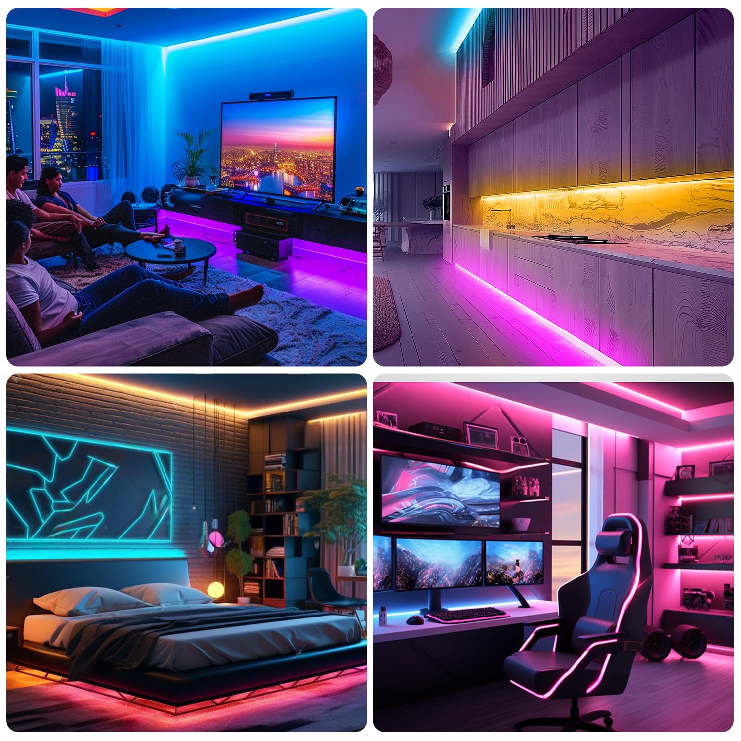 Dalattin Led Lights For Bedroom 130Ft(2 Rolls Of 65.6Ft), Led Lights With Remote&App Control, Color Changing Led Lights For Room