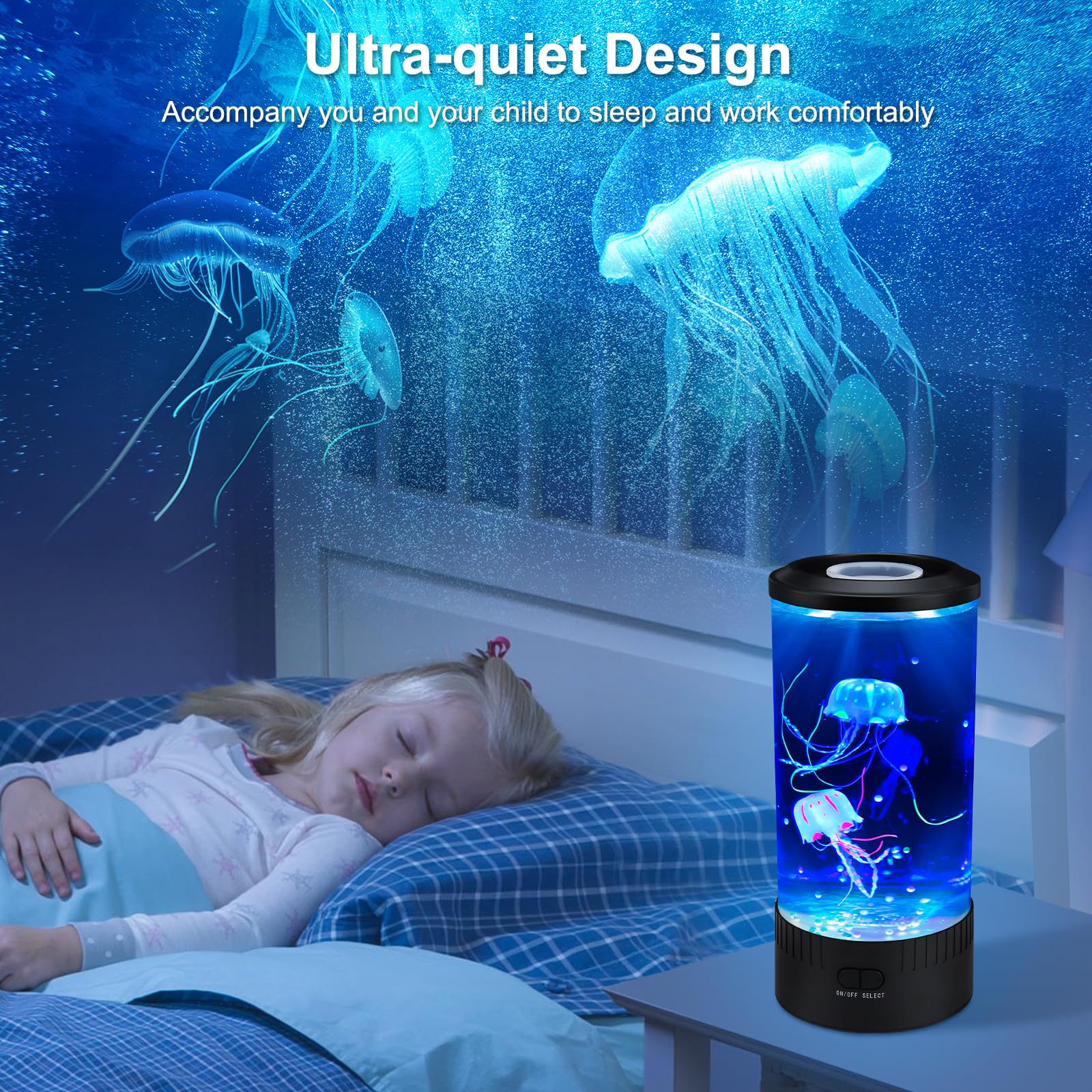 Relity Jellyfish Tank Table Lamp Remote Control With Color Changing Light Gift For Kids Men Women Home Deco For Room Mood Light
