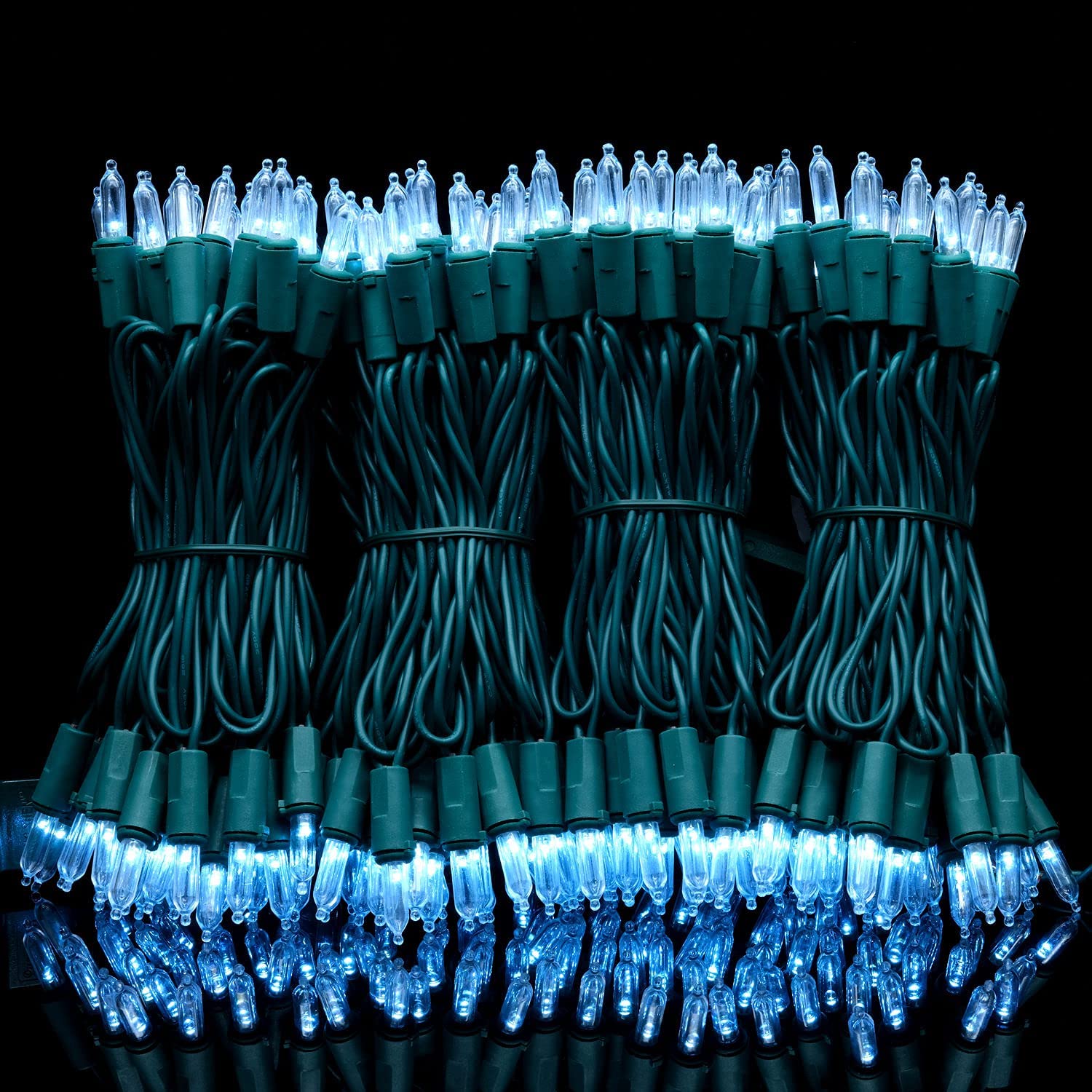 YULETIME LED Christmas Lights Set, 200 Count, 66 Feet, Cool White, Green Wire, UL Certified, Model BMD-L-200E/4F