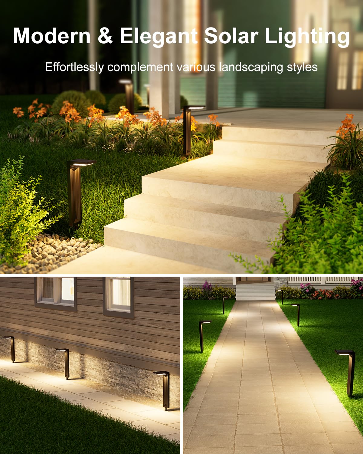 6 Pack Solar Powered Pathway Lights Outdoor Waterproof 30 Led Bright Walkway Landscape Lamp For Outside, Path, Driveway, Sidewal