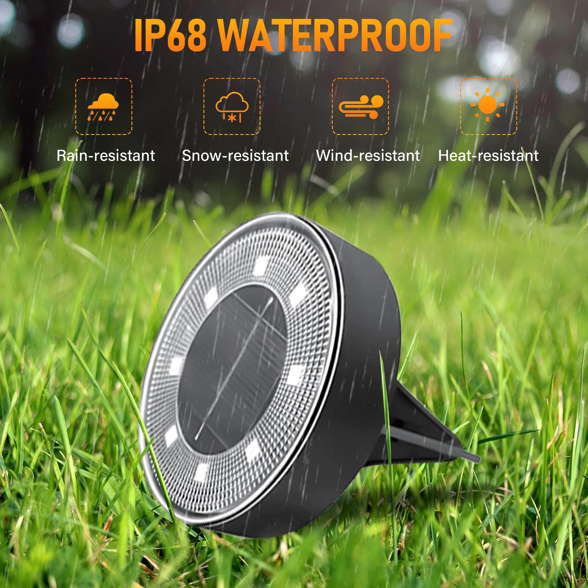 8 Led Bright Solar Ground Lights, 2024 Ip68 Waterproof Garden Upgrade Outdoor Light Led Landscape Lighting For Patio Pathway Yar