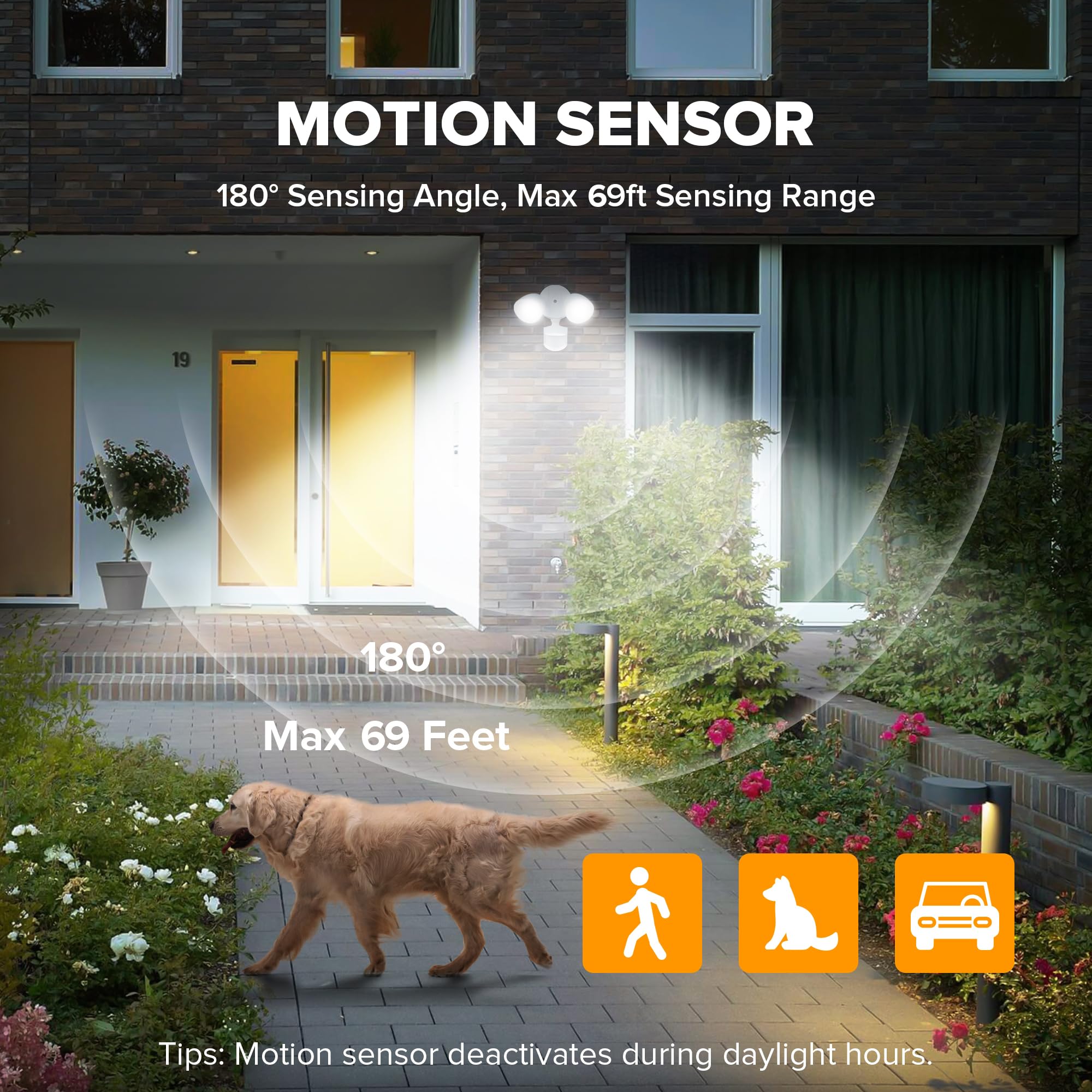 UME LED Security Lights 2-Pack, 32W 3500 Lumen, Motion Sensor, IP65 Waterproof, Dusk to Dawn, White, Model 7622224053-2pcs