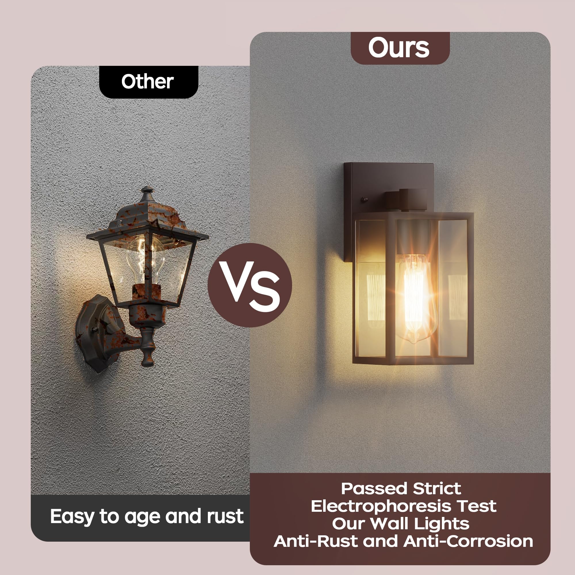 Oil Rubbed Bronze Outdoor Front Porch Light Fixture Wall Mount, Led Exterior Lighting Fixtures, Waterproof Wall Sconce Lantern L