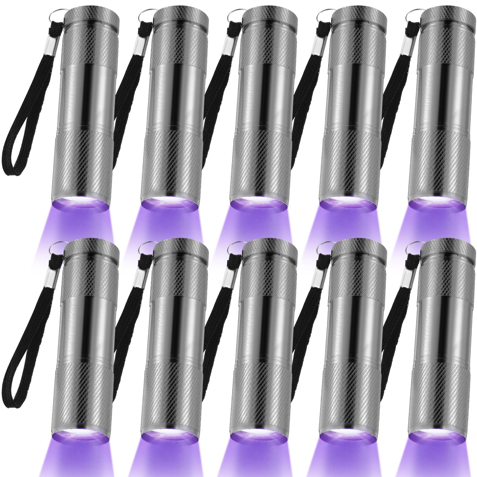 Roceei 10 Pieces UV Blacklight Flashlights, LED Light, Handheld Blacklight, Mini Torch Detector, Portable UV Flashlight for Pets