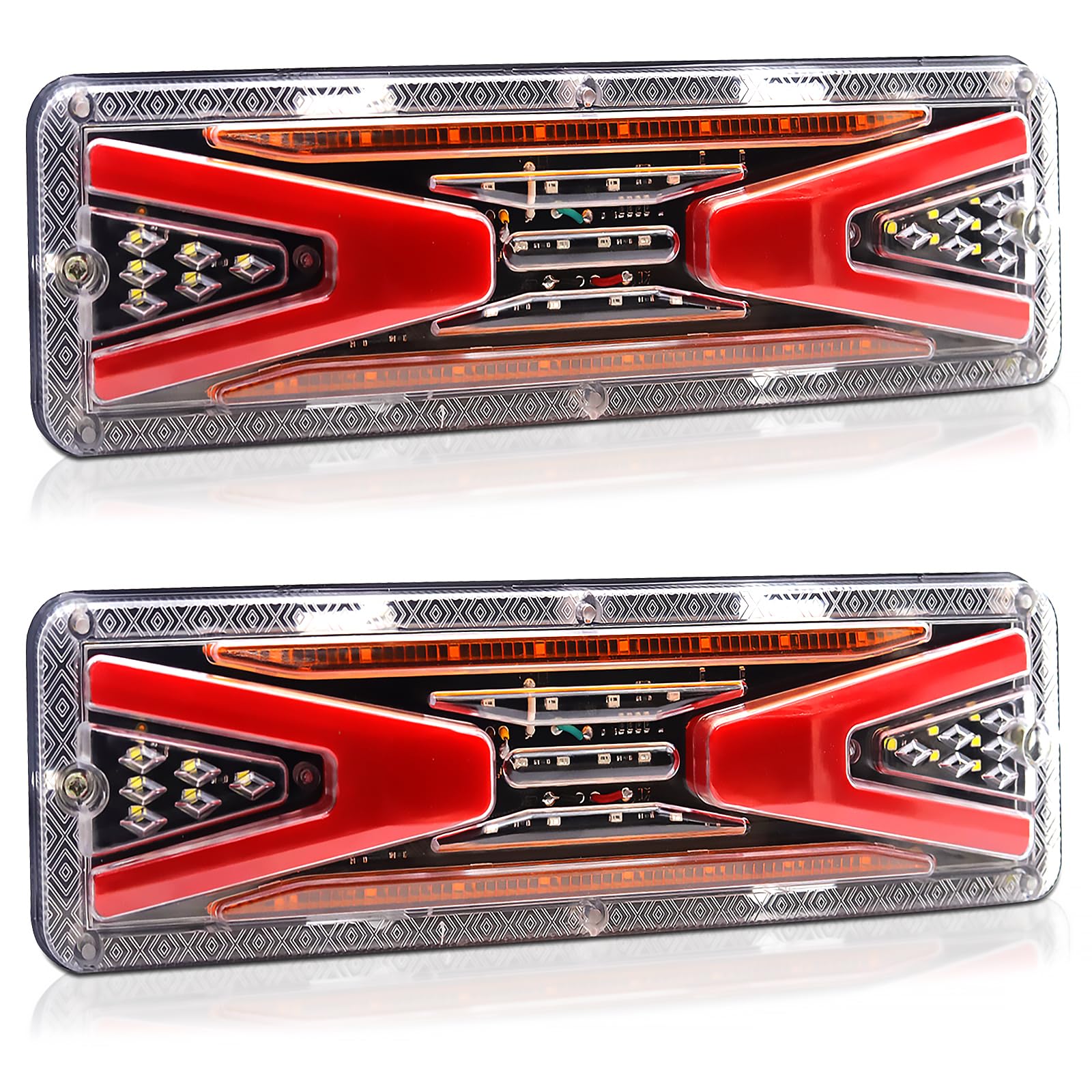 Xuzimaoyi Trailer Light Kit, Led Trailer Light Kit 24V Waterproof Brake Reverse Turn Signal Light Led Trailer Tail Light For Tru