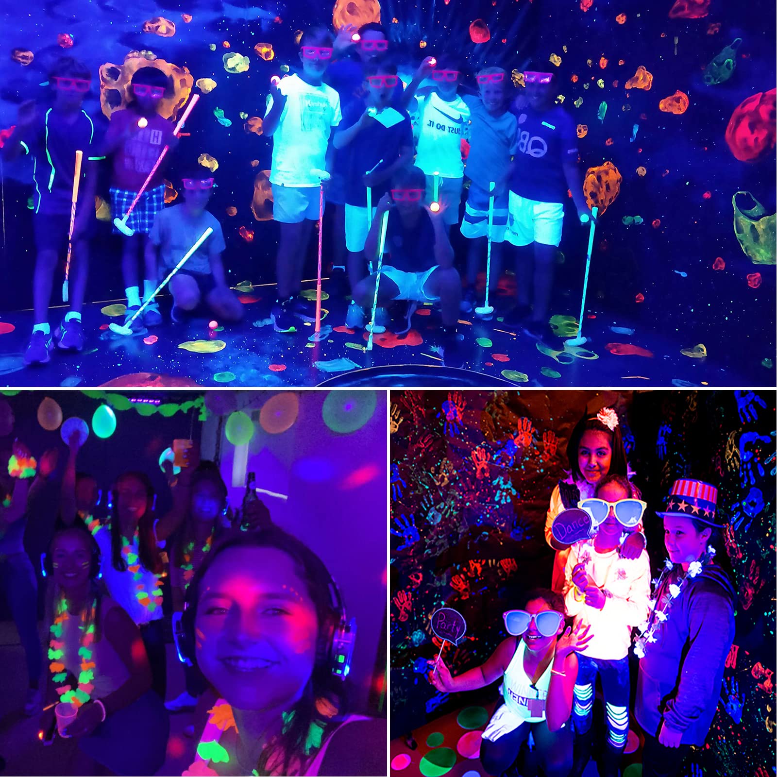 Wiyifada 10W Black Light Bulbs 4 Pack, E26 Base, Uva 385-400Nm, Glow In