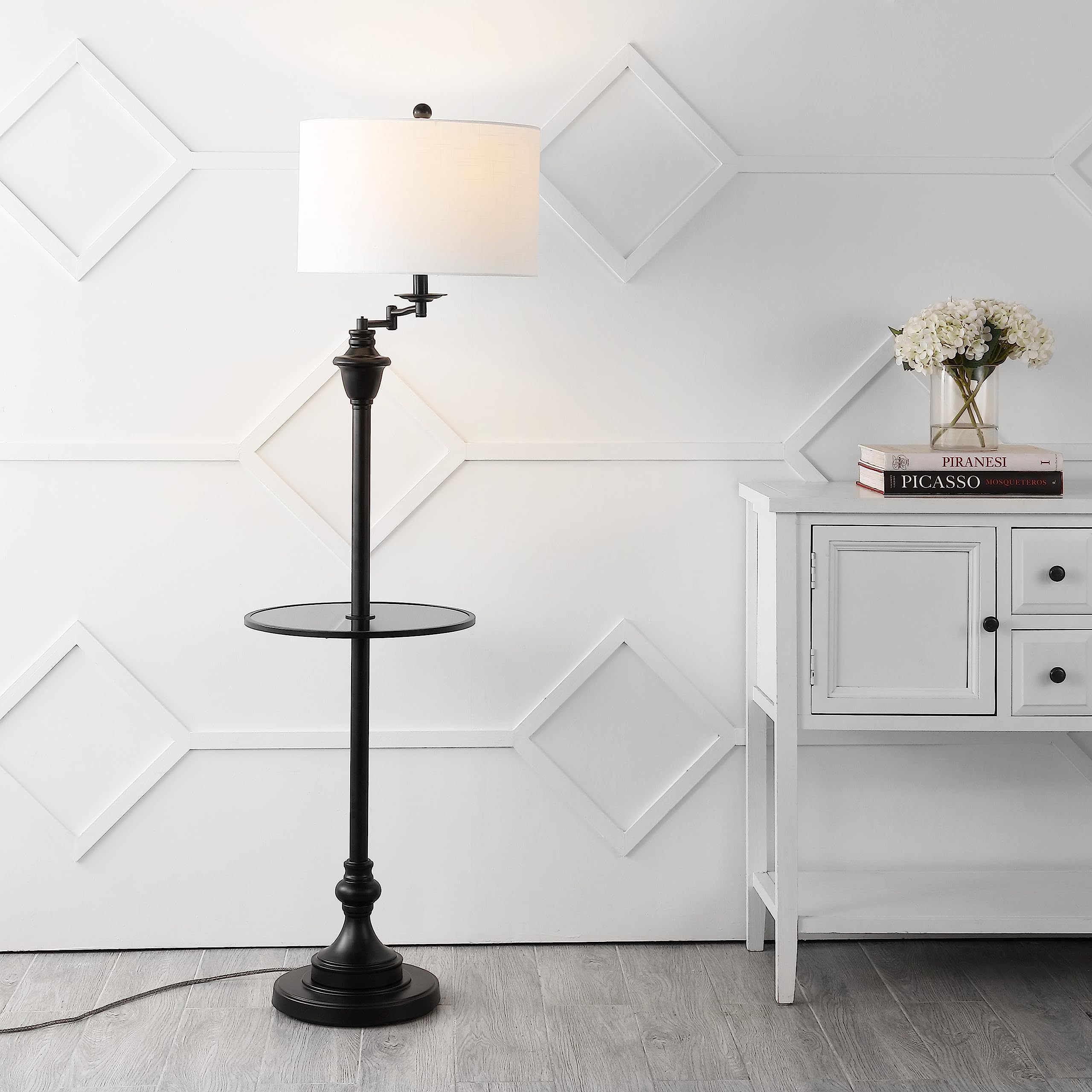 Jonathan Y Cora 60 Metal/Glass Led Side Table & Floor Lamp, Black, Model Jyl3055D, Contemporary & Transitional Design For Any Room