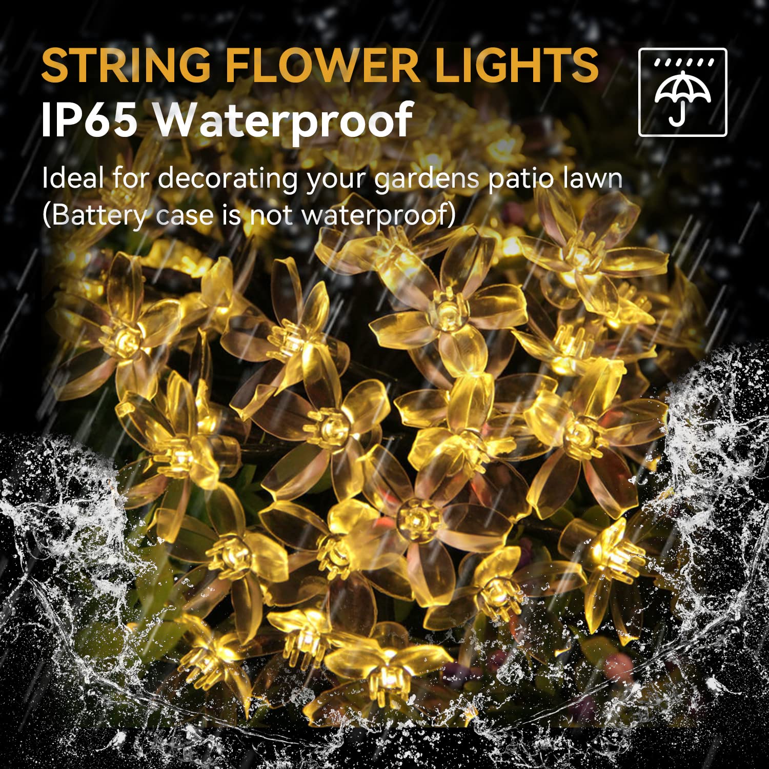 LIGHTOP Flower Fairy Lights, 30LED Cherry Blossom, Waterproof, Indoor/Outdoor Decoration, Warm White