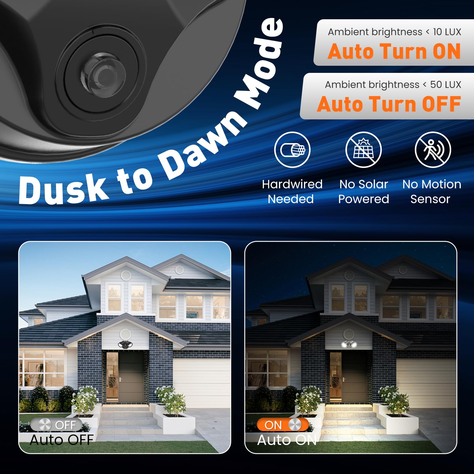 Alusso Lighting 25W Led Dusk To Dawn Security Lights, 1900Lm Ip65 Waterproof Exterior Flood Lights, 3000K/4000K/6000K Selectable, 2 Adjustable Heads Outdoor Lights For Yard, Garage, Porch (Black)