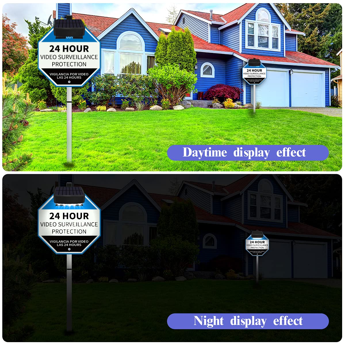 Oossxx Solar Power Deck Led Light Clip-On Yard Security Sign Spotlight (Large Capacity Battery, Max14 Hours Working)