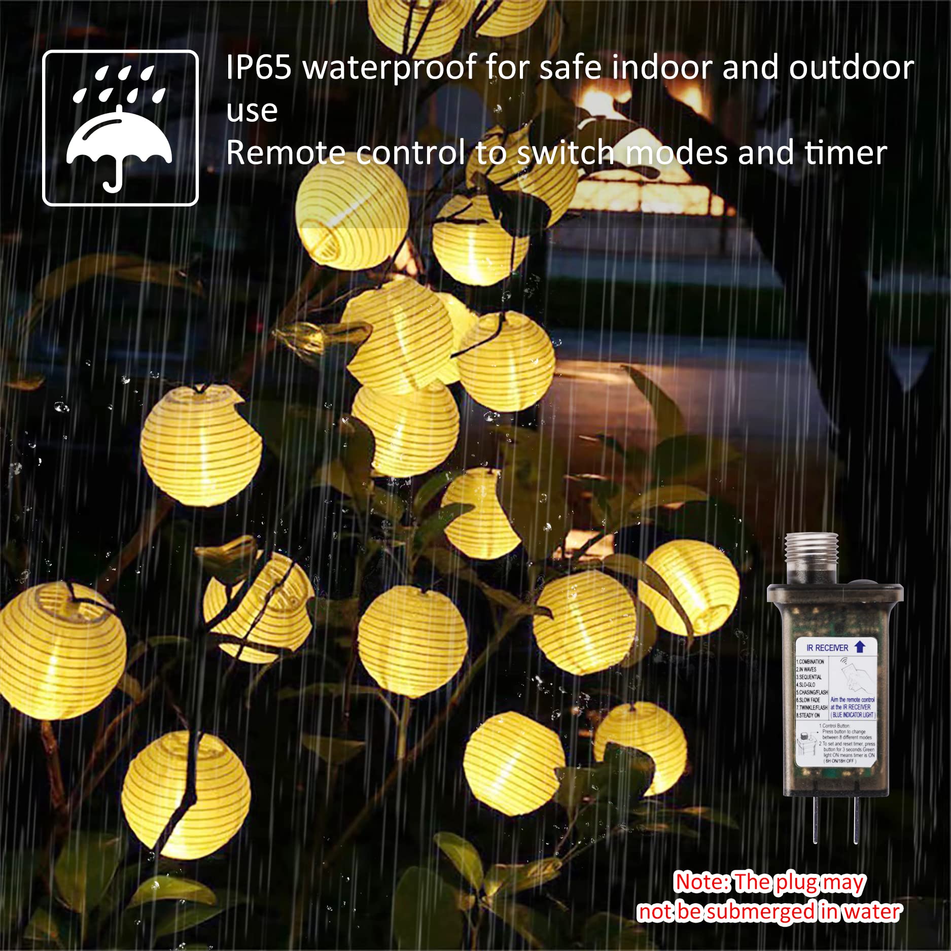 Starryever 40Ft Outdoor String Lights, 40 Led Warm White & Rgb, Waterproof With Remote Timer