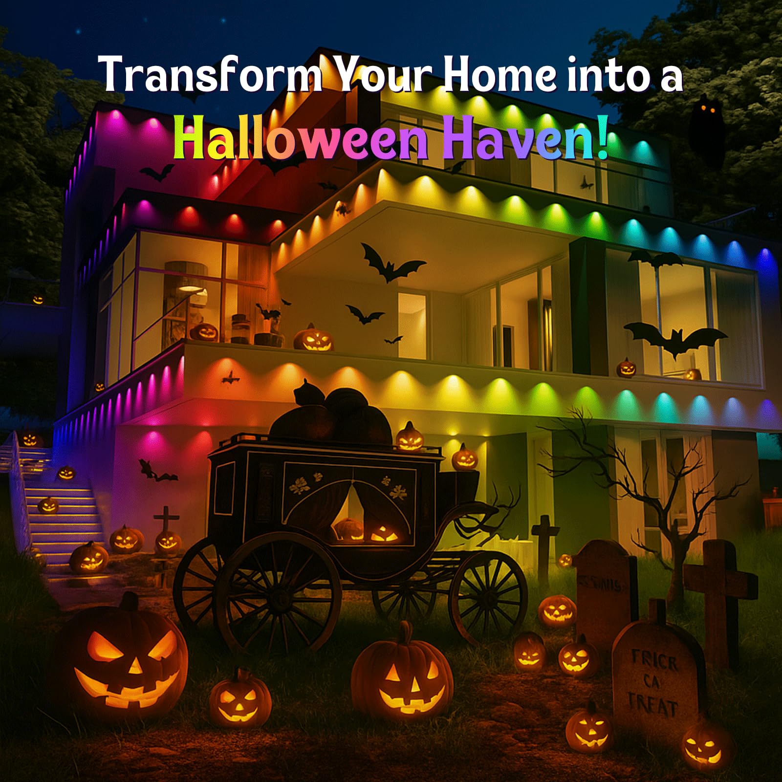 HUTAKUZE RGB Outdoor Christmas Lights, 100ft, 60 LED, IP67 Waterproof, Multicolor, Model C5113