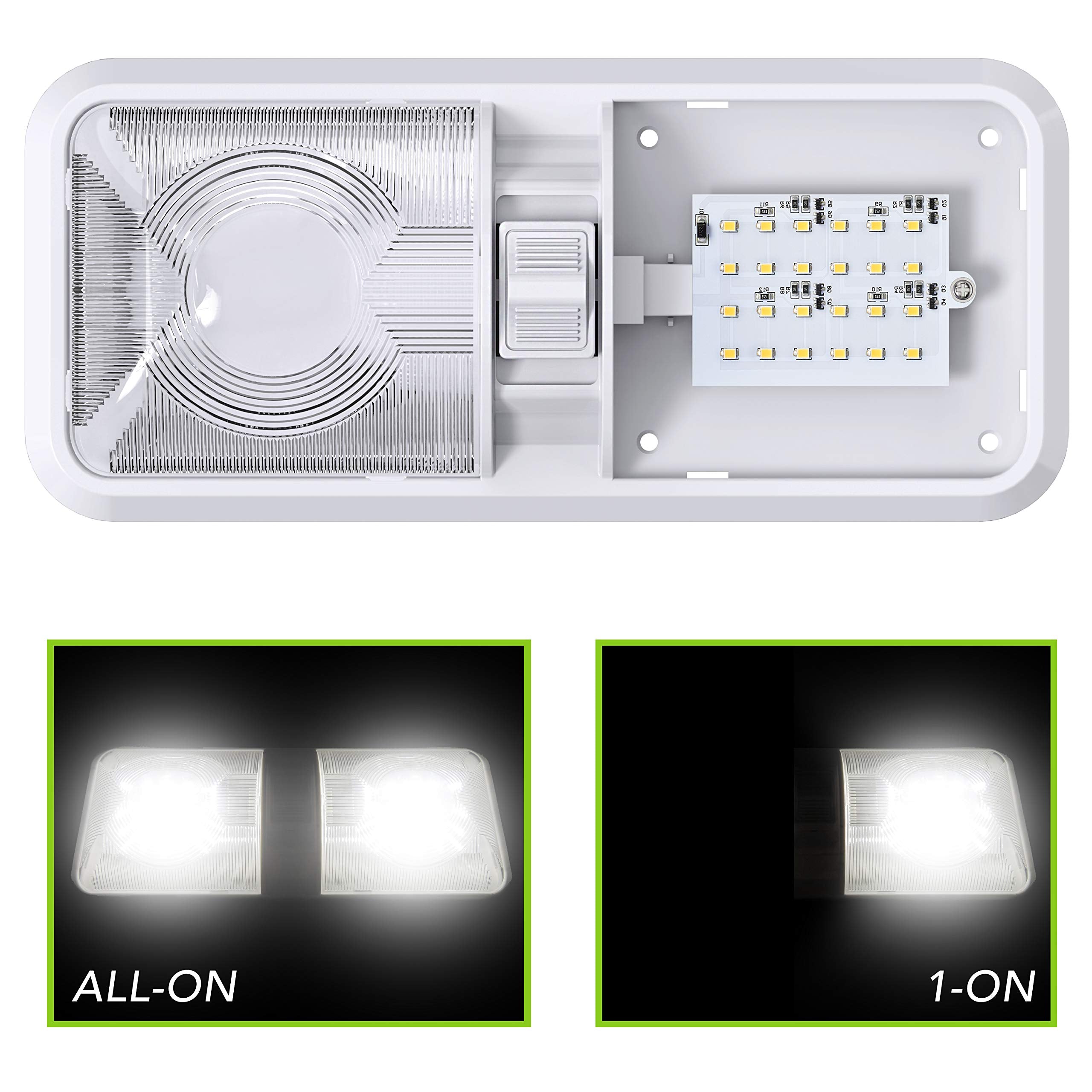 Leisure Led Rv Led Ceiling Double Dome Light Fixture With On/Off Switch Interior Lighting For Car/Rv/Trailer/Camper/Boat Dc 12V