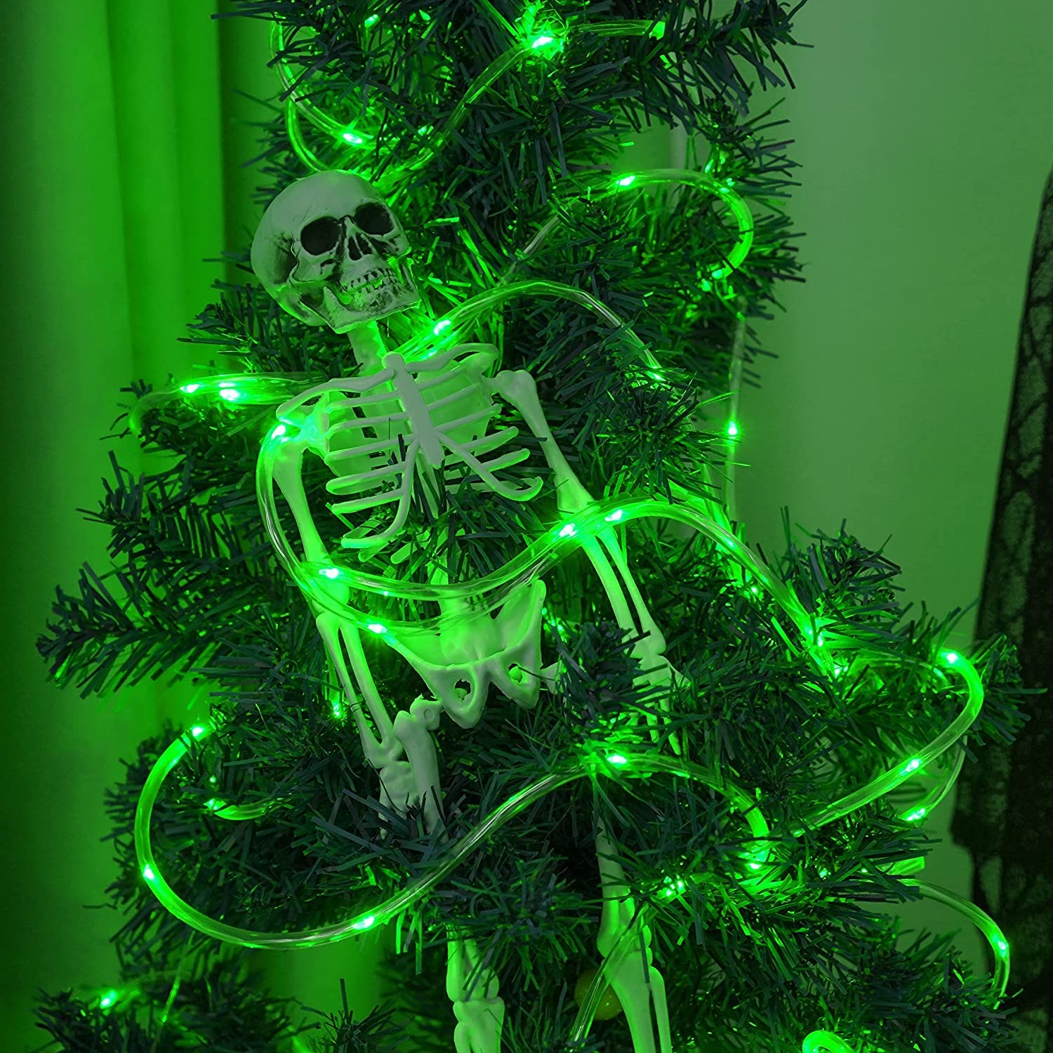 Qitong 33Ft Green Solar Rope Lights, 100 Led Waterproof Twinkle Fairy Lights For Outdoor Use