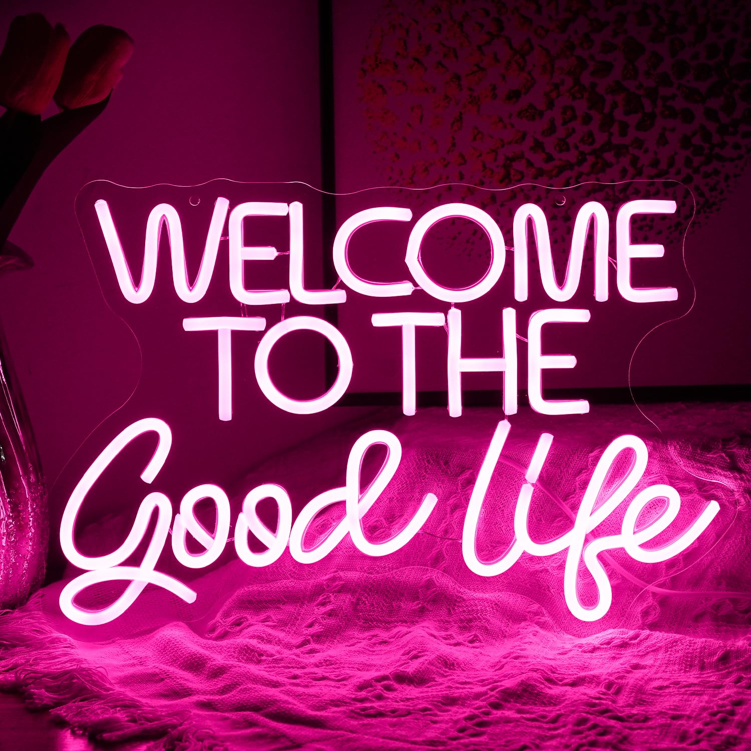 LISIGNVE Neon Sign LED Light - Dimmable Acrylic Wall Decor - 16.5inx11in - Pink - Ideal for Bedroom, Kids Room, Birthday Parties, Bar