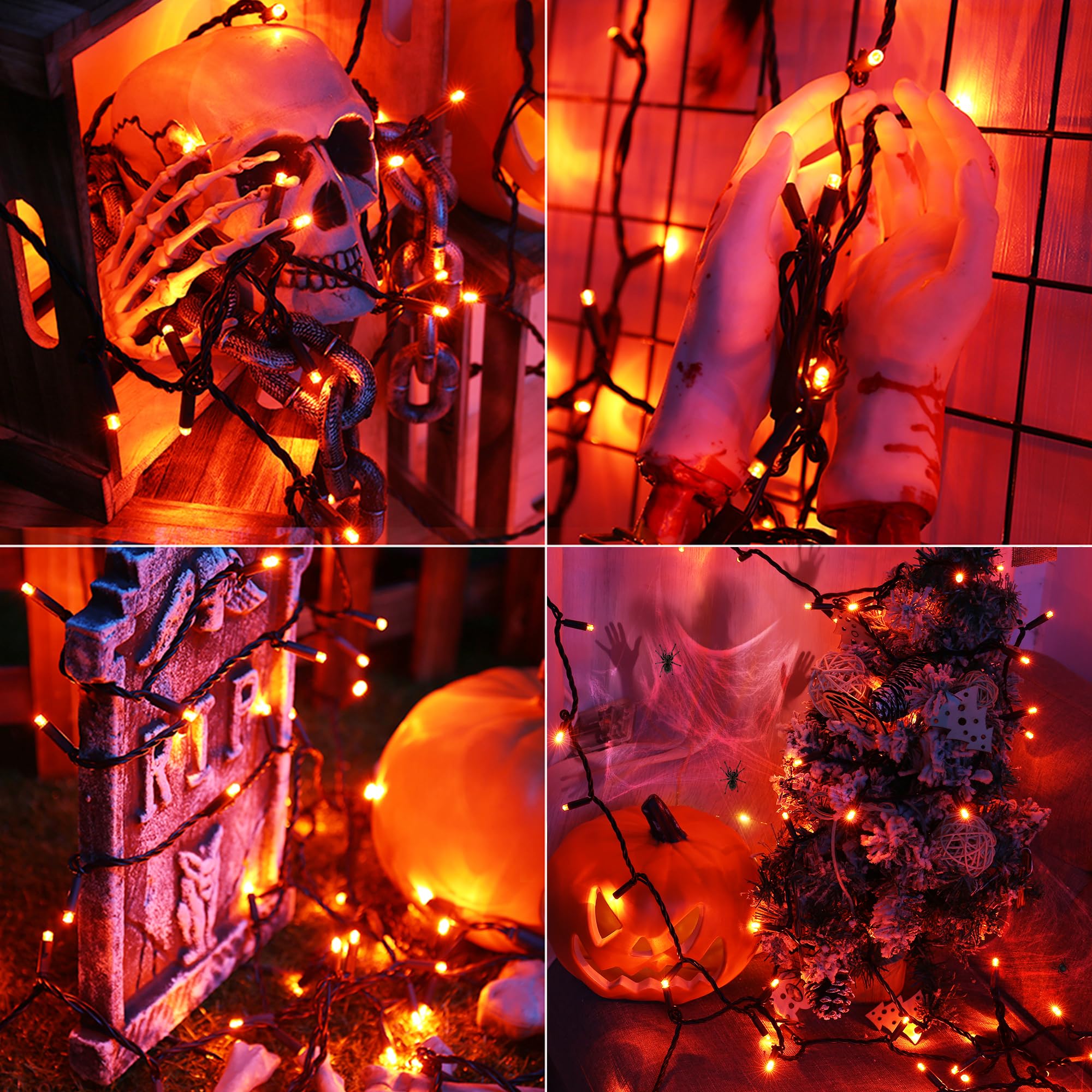 Brizled Orange Christmas Lights, 33Ft 100 Led 5Mm Wide Angle Gentle Twinkle Christmas String Lights, 120V Ul Certified Connectable Christmas Tree Light Outdoor For Halloween Tree Christmas, Green Wire