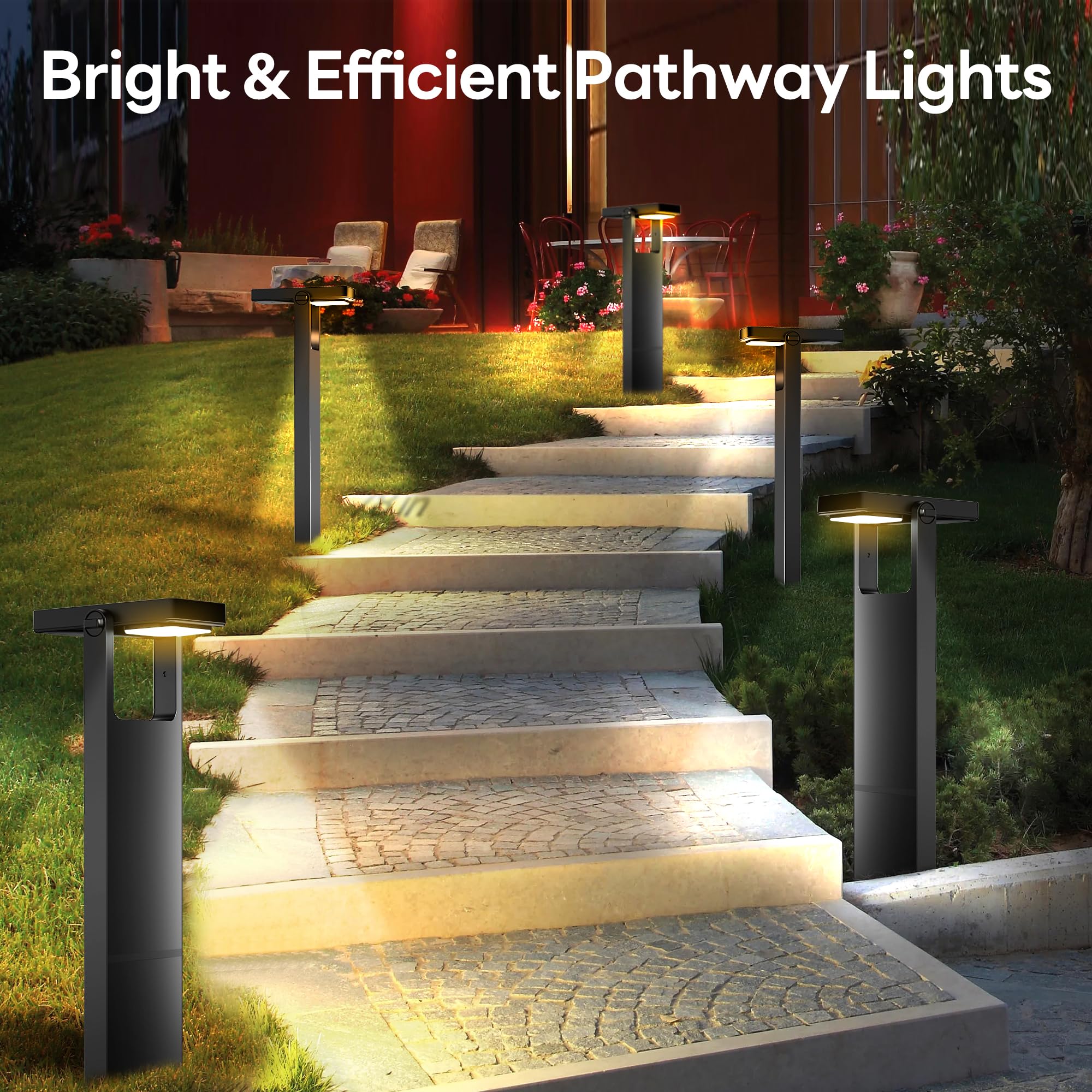 Coxseni Solar Pathway Lights Outdoor 6 Pack, 360 Adjustable Panel, Multicolor 200Lm Solar Powered Path Lights, 12H Lasting, Ip65