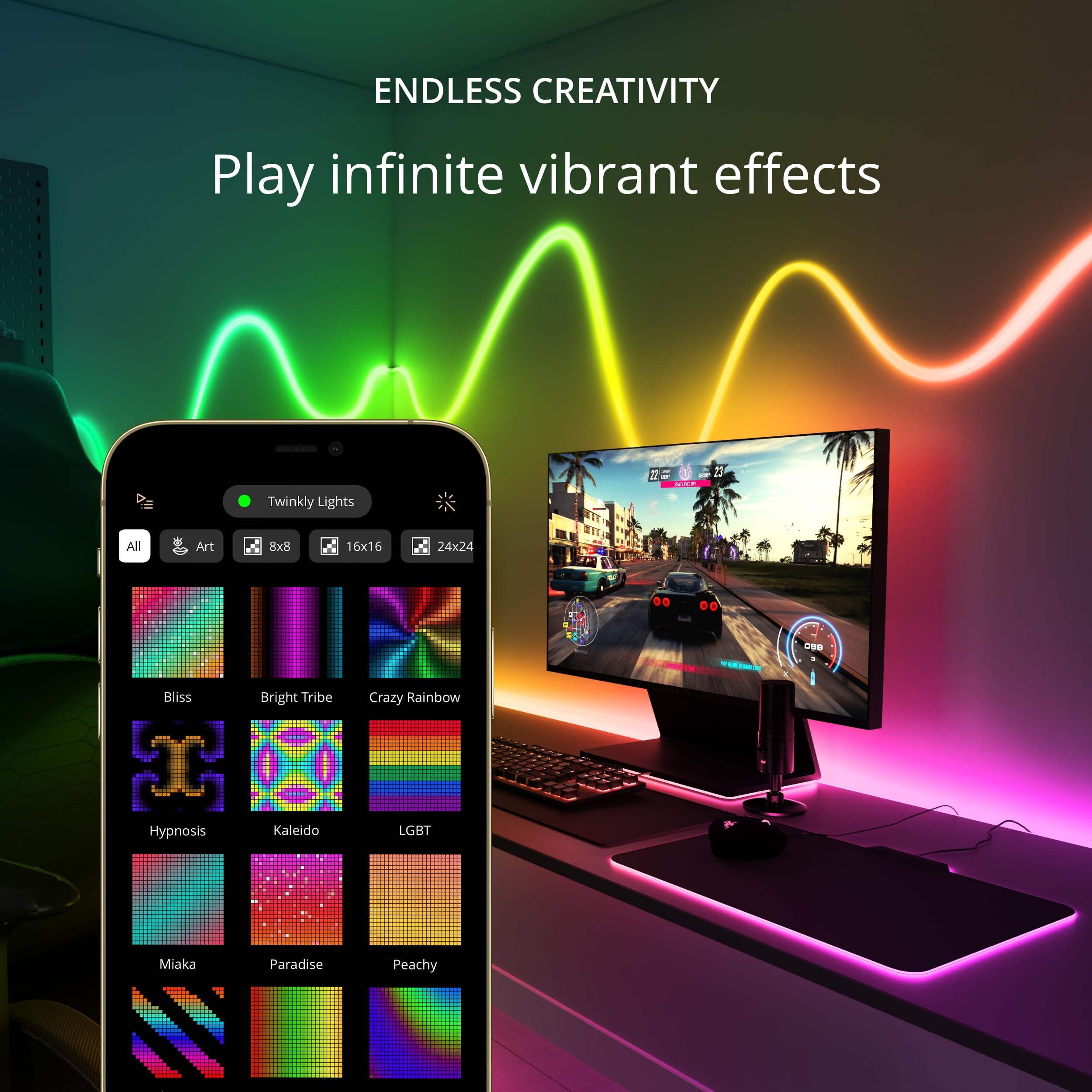 Twinkly Line Starter Kit - App-Controlled 5Ft White Led Light Strip, Rgb, Vinyl, Model Twl100Stw-Wus, Indoor Smart Home Decoration