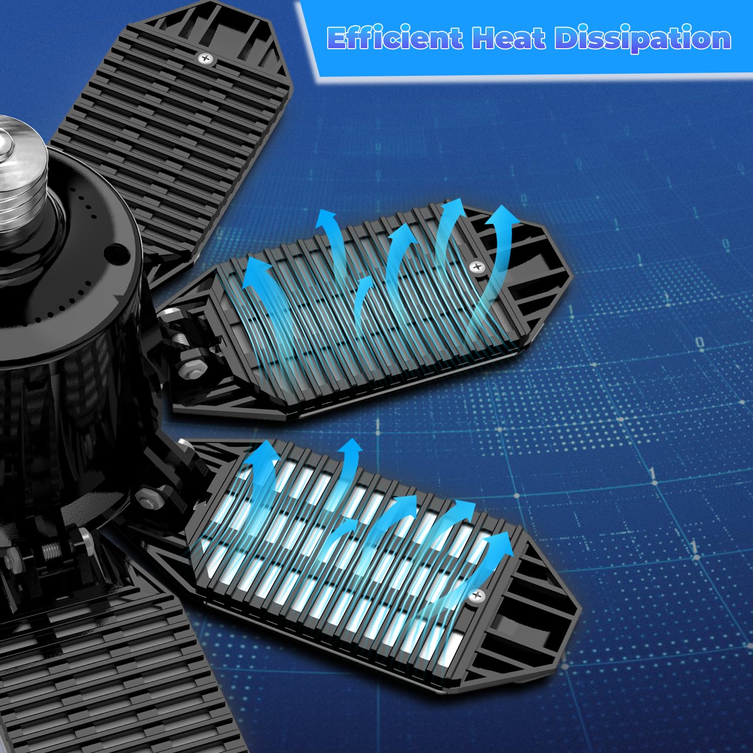 Polarpra Led Garage Light - 2Pack Bright 50000Lm Garage Lights Ceiling Led W/ 8 Deformable Panels 6500K Led Light Bulb Srew In E26/E27 Socket With Adjustable Center Spotlight For Barn Workshop Attic