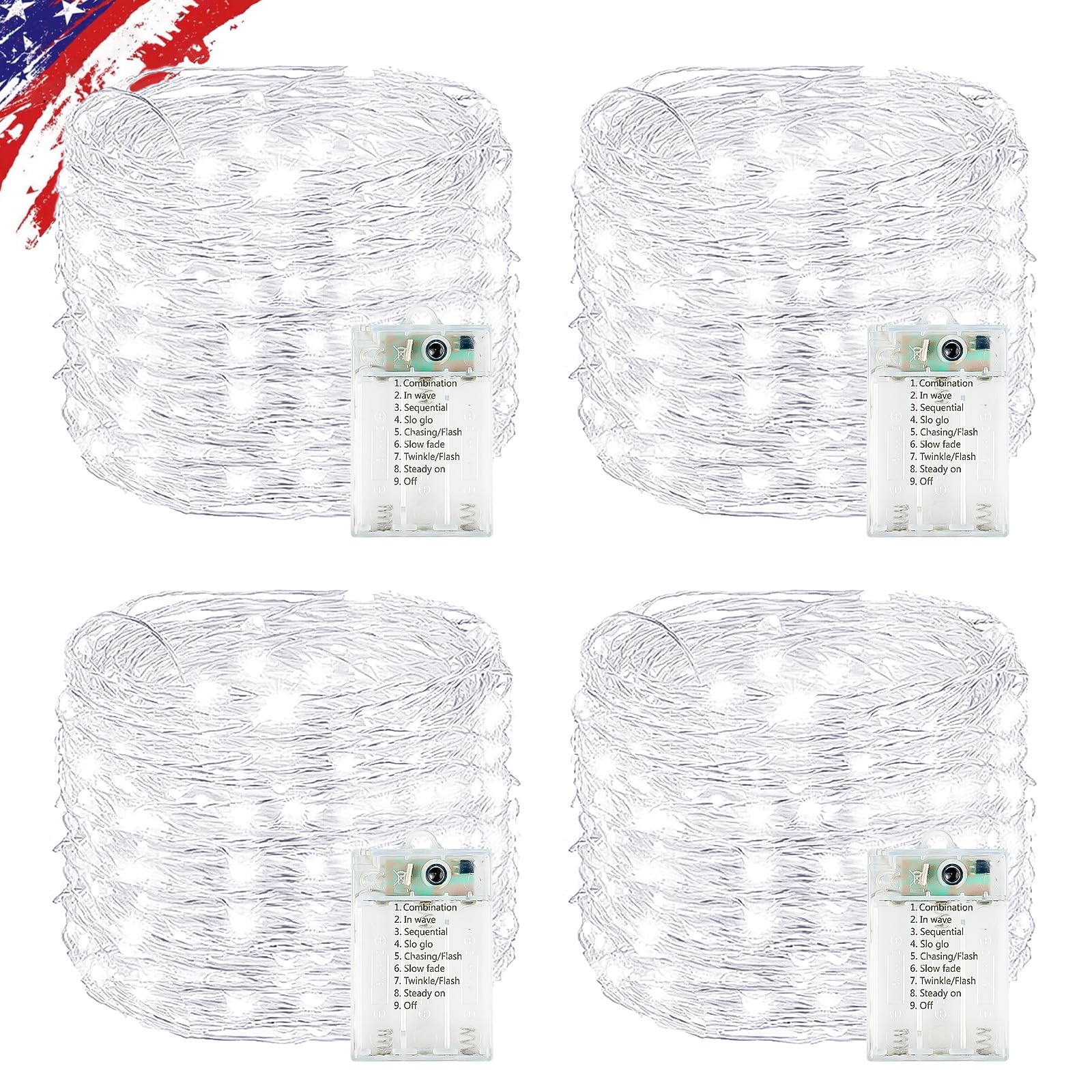 4 Pack Cuttable Fairy Lights Battery Operated  Waterproof 20FT 60LED Twinkle Lights with Timer Indoor Outdoor  Fairy Battery String Light for Bedroom  Classroom  Wedding  Christmas D?cor(Cool White)
