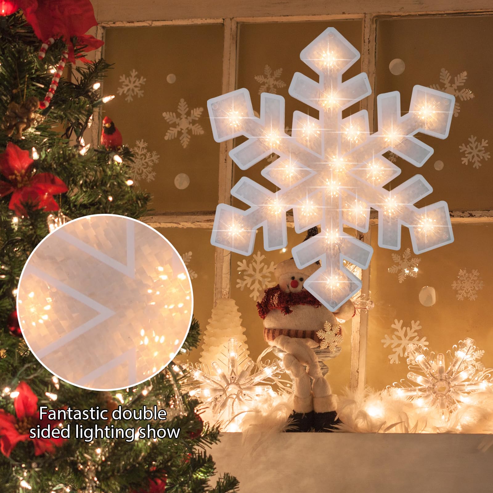 Lamphome 17&quot; 20L Snowflake Christmas Window Silhouette Lights Decorations, Lighted Snowflake Christmas Window Lights For Christmas,Party,Home,Patio Lawn,Garden