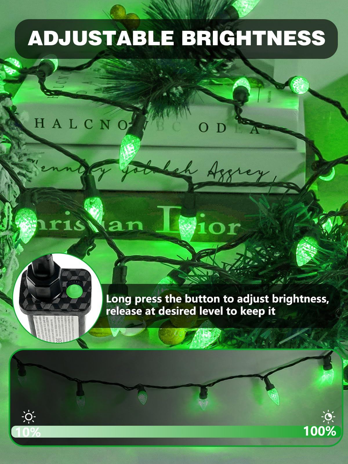 2 Pack C6 Christmas Lights Outdoor Indoor  Total 200 Led 66 Ft Connectable Christmas String Lights With Timer & 13 Modes  Waterproof Twinkle Light For Xmas Tree Yards Party Wedding Decorations (Green)