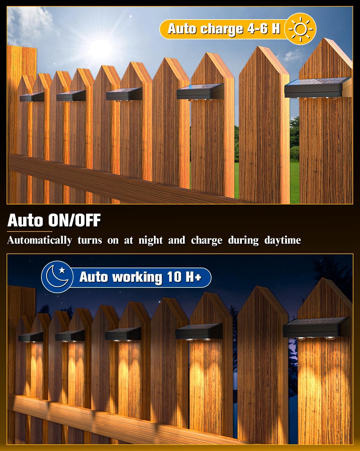 JOFIOS Solar Fence Lights 16 Pack, 50 Lumens RGB Color Glow, Waterproof, Black, Model WL15