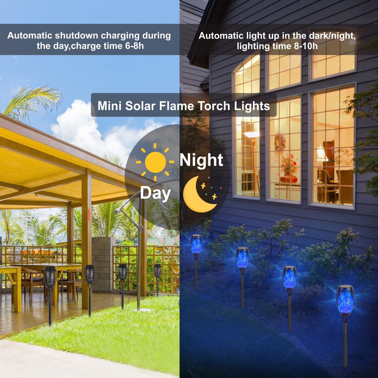 Ridalux Solar Lights Outdoor, 8Pack Solar Torch Light With Flickering Flame For Garden Decor, Waterproof Outdoor Lighting Landsc