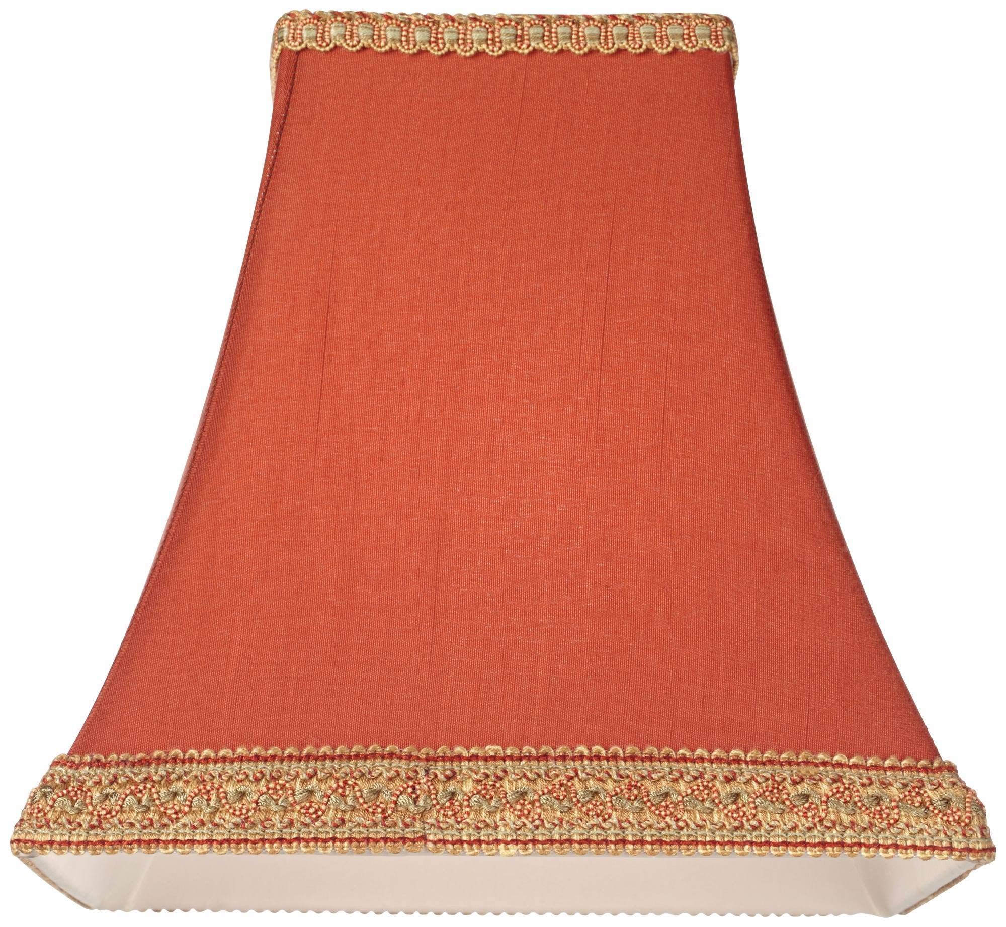 Rust Small Square Sided Lamp Shade 5" Top X 10" Bottom X 9" Height (Spider) Replacement With Harp And Finial - Springcrest
